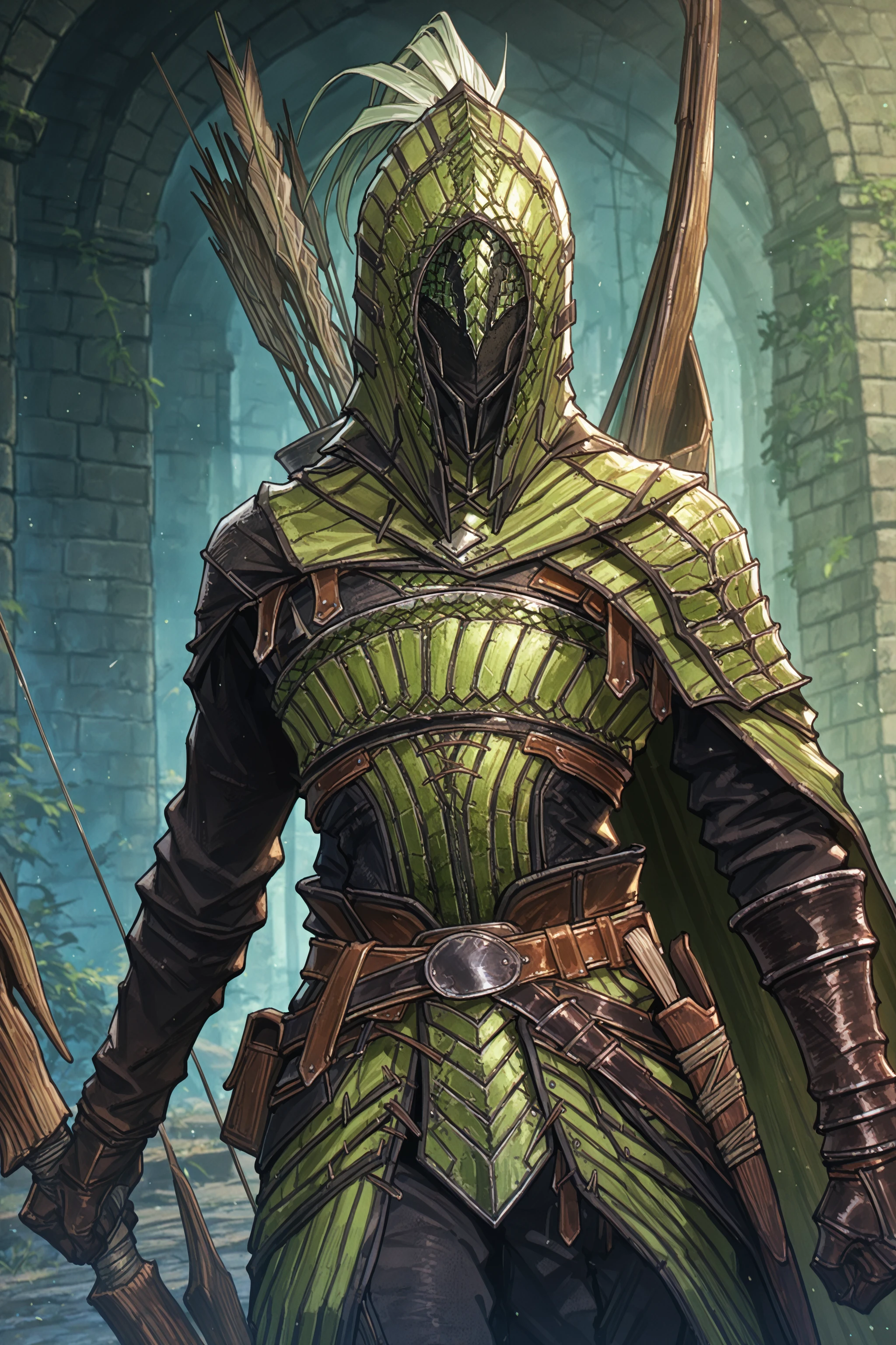 masterpiece, best quality, absurdres,
1boy, ironeye, armor, covered face,
holding bow \(weapon\)
<lora:elden_ring_nightreign_il_1_d16:1>