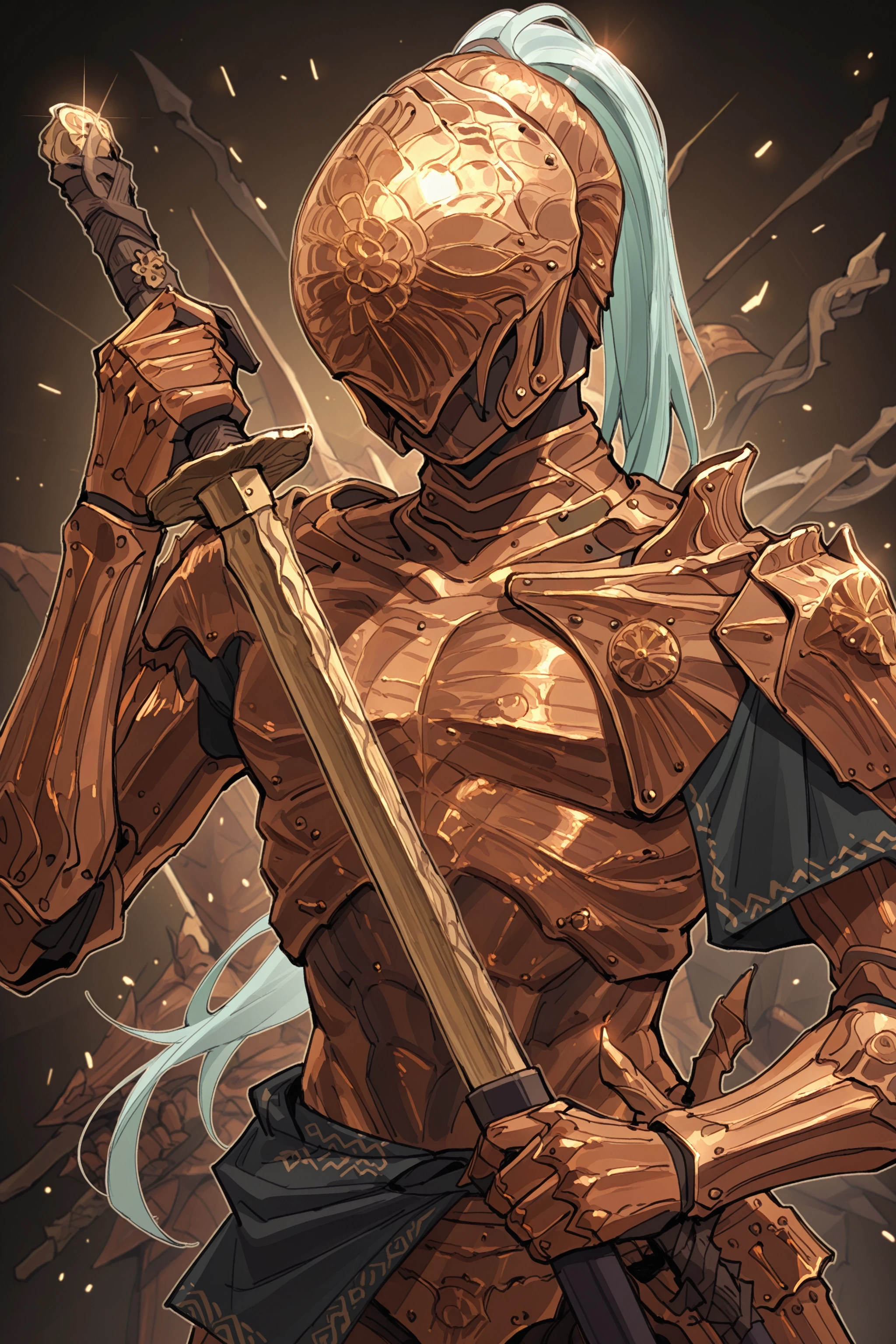masterpiece, best quality, absurdres,
1boy, executor, full armor, dark skin, helmet, gold armor, breastplate
holding sword,
<lora:elden_ring_nightreign_il_1_d16:1>