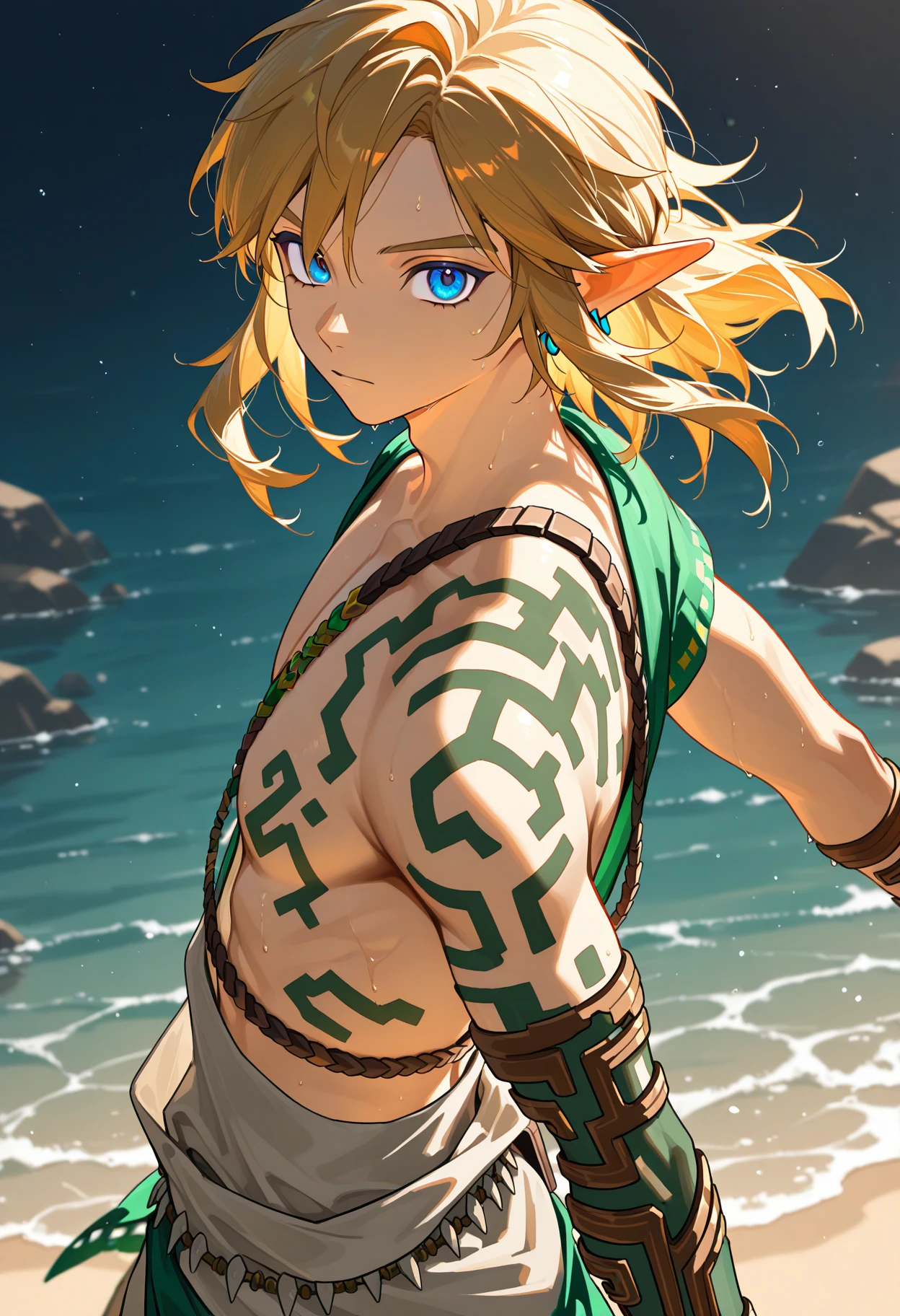 1boy, archaiclink, link, solo, looking at viewer, masterpiece, best quality, newest, absurdres, highres, very awa,