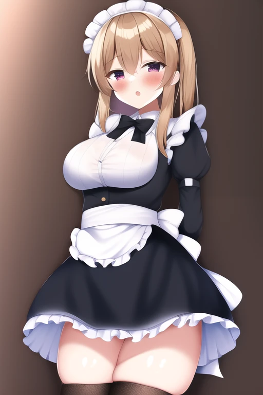 (masterpiece), best quality, 1girl, huge breasts, cleavage, furry girl, rabbit girl, (pale blonde hair:1.2), long hair, (curly hair:1.2), blunt bangs, full bangs, blue eyes, white rabbit ears, animal_ears, (maid lingerie:1.2), (detached sleeves:1.1), (make-up, eyeshadow:1.1), looking at viewer, smile, closed mouth, indoors, from_side, side_view,
