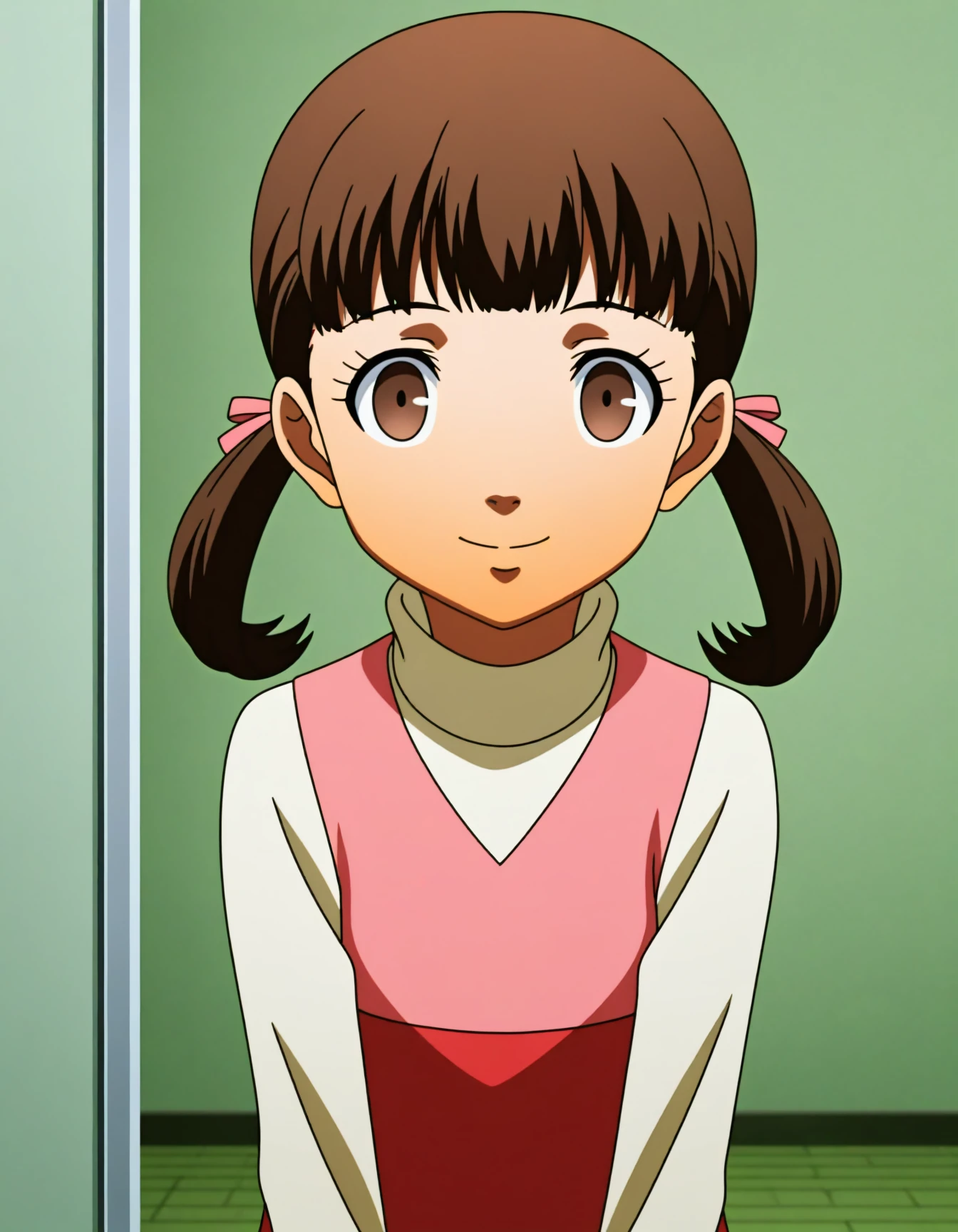 <lora:dmd2_sdxl_4step:1>,masterpiece,best quality,amazing quality,very aesthetic,high resolution,ultra-detailed,absurdres,newest,anime coloring,anime screenshot,official art,<lora:nanako:0.8>,nanako,doujima nanako,1girl,brown hair,brown eyes,twintails,smile,