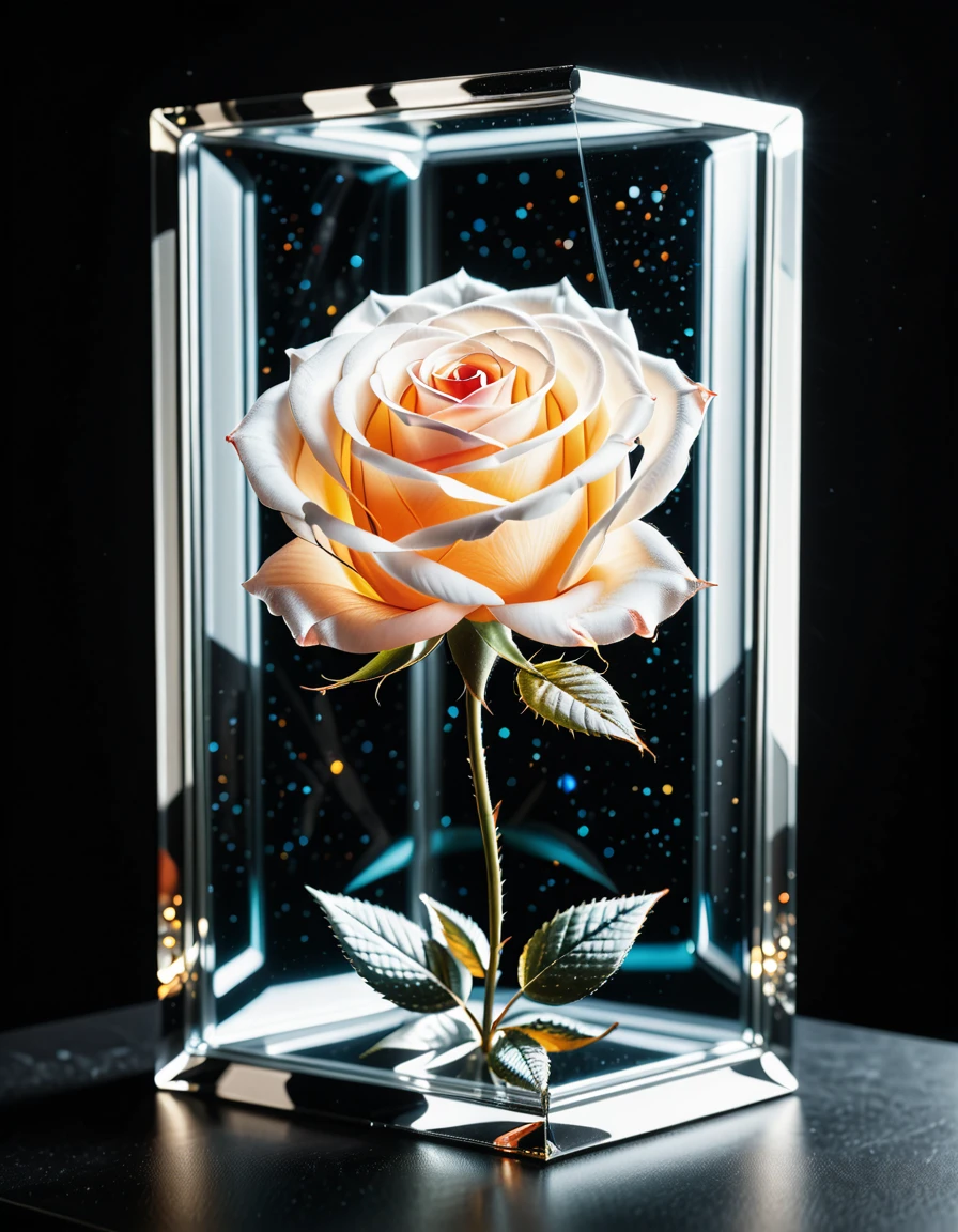 Masterpiece art of A crystal rose in space, <lora:Made_in_gl4ss-i:1.6>Made in gl4ss,made in glass ,translucent,, Masterpiece,best quality,hi res,8k,hi res,8k,award winning,(sharp focus, intricate, highly detailed),