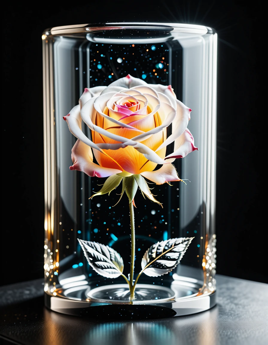 Masterpiece art of A crystal rose in space, <lora:Made_in_gl4ss-i:1.6>Made in gl4ss,made in glass ,translucent,, Masterpiece,best quality,hi res,8k,hi res,8k,award winning,(sharp focus, intricate, highly detailed),