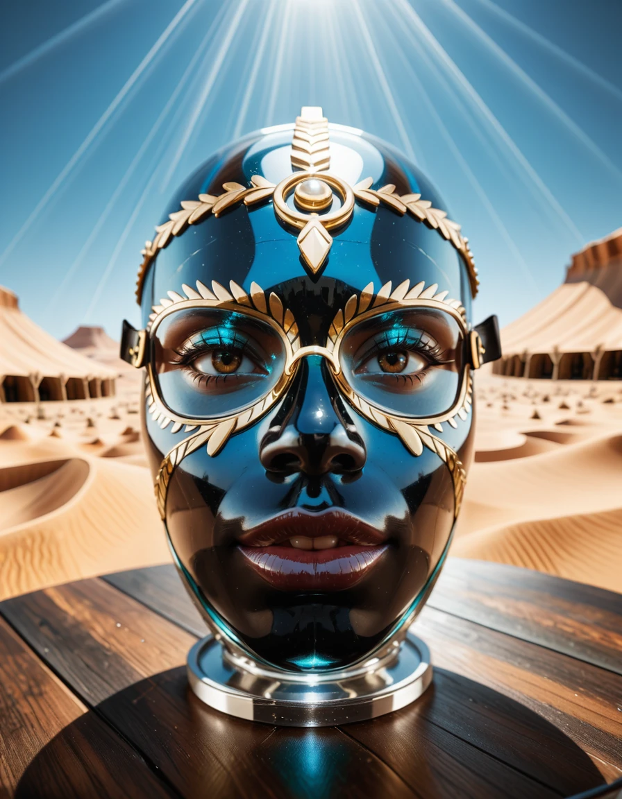 witch doctor leaning over the viewer,fisheye-lense-photo,tribal,desert,voodoo ritual, Ultra-HD-details,, <lora:Made_in_gl4ss-i:1.6>Made in gl4ss,made in glass ,translucent,, Masterpiece,best quality,hi res,8k,hi res,8k,award winning,(sharp focus, intricate, highly detailed),