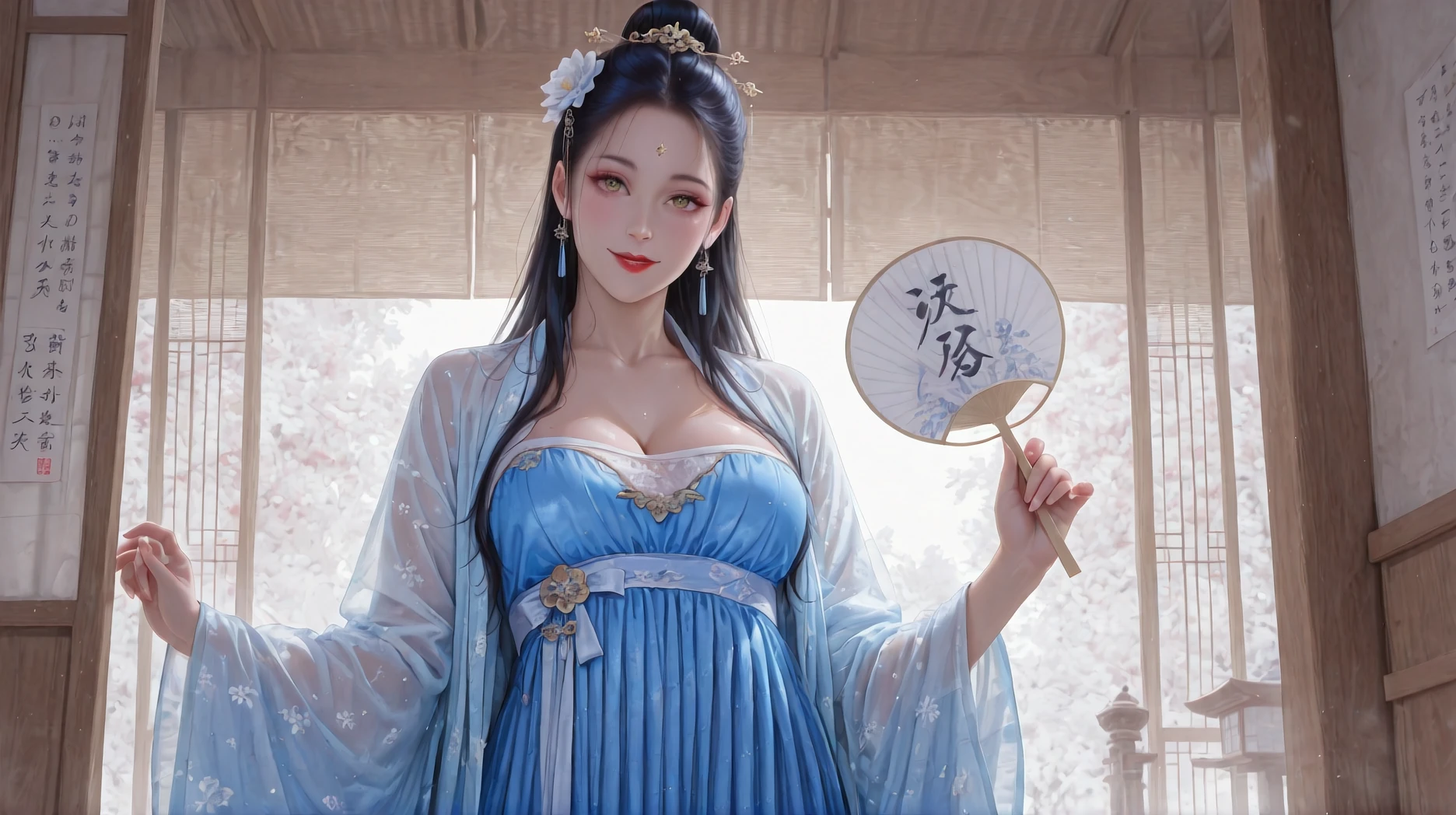 Alafi woman in a blue dress sitting in the water, Beautiful teenage girl, Anime girl cosplay, a beautiful fantasy empress, Palace , A girl in Hanfu, beautiful fantasy maiden, beautiful Korean women, lovely queen, Japanese goddess, Korean girl, lovely languid princess, gorgeous chinese models, Traditional beauty, loli in dress, Anime cosplay, Lovely woman