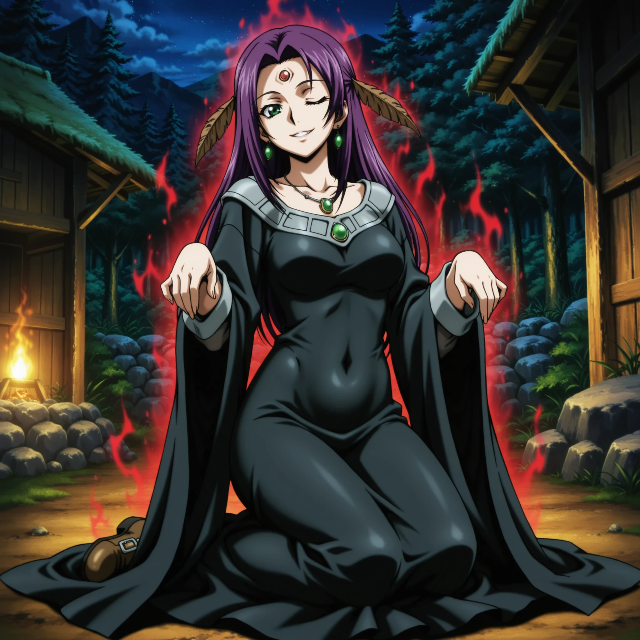 2 dark skinned girls, very detailed purple irises, wearing summoning robes, summoning circles, long hair, curled hair, covered in cum, holding ancient goblet full of cum, smiling, wrapped in tentacles, tentacles ripping off robes, kissing big black demon monster man