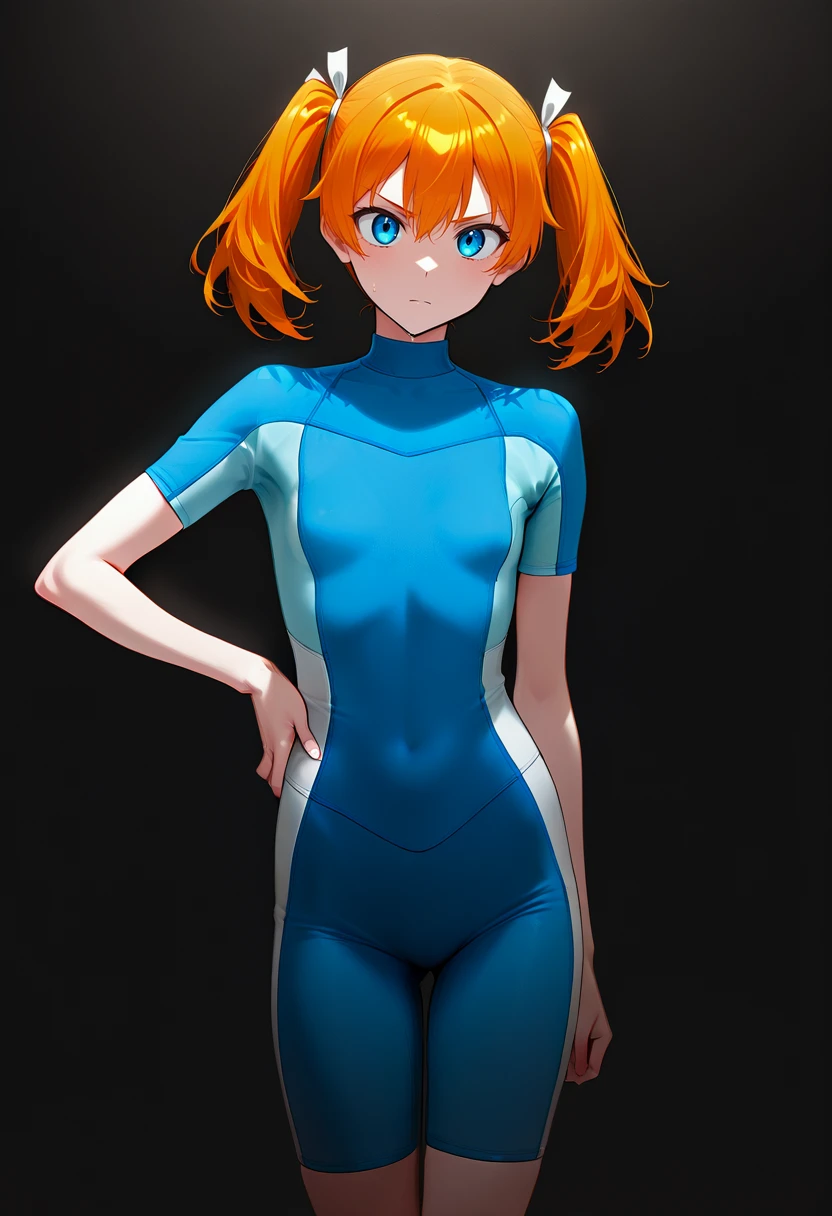 ((highest quality)), ((masterpiece)), ((Realistic)) 19 years old, Redhead girl, Shoulder-length hair, Relaxed happy face ((thin)) (Big Breasts), ((( White One Piece Swimsuit ))) ((sexy )) ,Slender figure,textured pixie haircut (((Detailed character sheet, Front view, Side view, 3/4 Views))) (((White Background))) 6 and a half whole bodies
