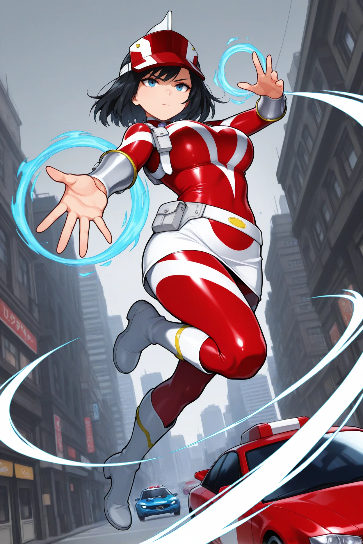 (masterpiece:1.2,Highest quality,Highest quality,High resolution,Very detailed),8k,1 female, female heroinle Kamen Rider,(dynamic fighting pose:1.5),(Dynamic hair movement:1.2),(short hair),(Shiny Kamen Rider Suit),(Glowing Skin,Big eyes,Droopy eyes,Long eyelashes,Beautiful thighs,Beautiful Hair,Beautiful Face,Beautiful Eyes,Beautiful body,Beautiful breasts,Beaueet,Beautiful fingers),((hands)),((Rider Kick:1.5)),(Serious),(The background is Prism Flash),((Beautiful trading cards,Gold Card)),((kamanrider))