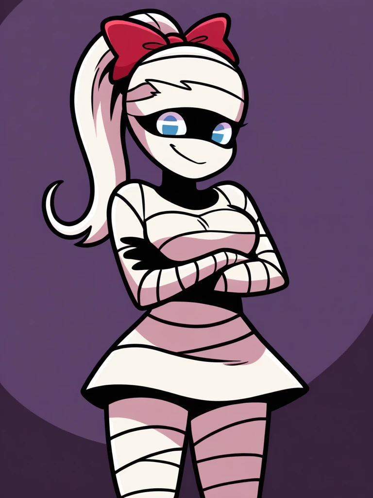 ((high details, detailed and intricate, intricate details, high intricate details, absurd amount of details)), 1girl, cute, rabbit ears, red eyes, detailed eyes, patchwork costume, one red glove, looking at viewer, blue bow,,