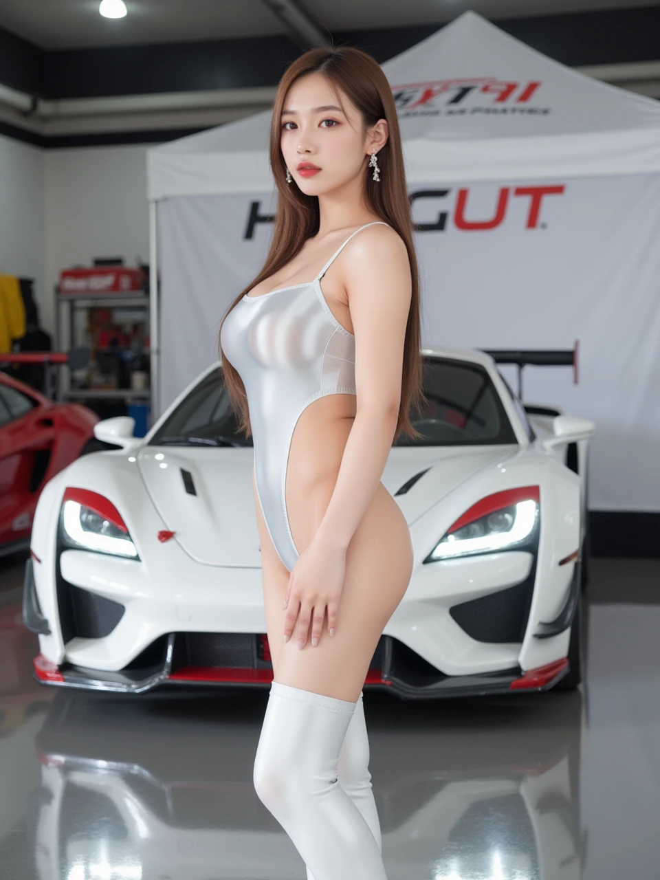 8k,abstract expression of abstract beauty,1 Girl,Centrally located,((Audience only:1.2)),(Almost perfect:1.4),Huge breasts,Beautiful breasts,Highlighting her breasts,(showing her breast),Dynamic,(moonLight:1.3),Super sports car concept,Standing in front of a red Maserati,White,(Soft and comfortable clothes),Very detailed content,number, Art Station, concept art, Light Slippery, Acuity, Light, Full of energy,Bold Colors, Expressiveness, emotion, exterior art, Unity8k Wallpaper, Super detailed, Beautiful and beautiful, best quality, ,1 sister, Very detailed content, in the most beautiful form, grace, Sexy, wanton,(See-through thin clothes:1.5),
