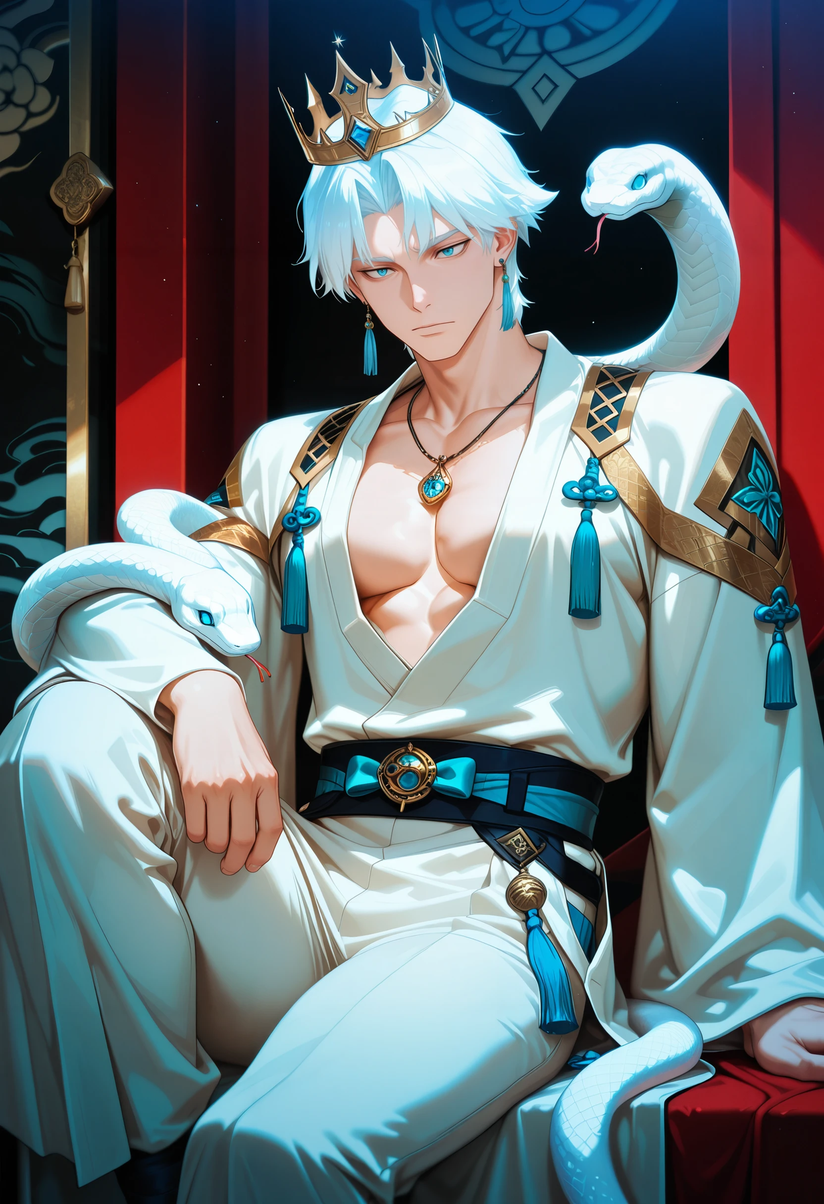Best quality, ultra high resolution, ultra-detailed,realistic,18 years old,boy,8k,Luffy,one piece,White flame hair,Luffy gear 5,handsome,Naruto hair,white hair,hair up,Naruto.