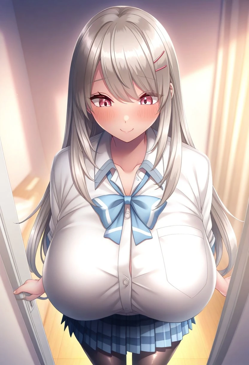 High resolution, (masterpiece, highest quality:1.0), 1 girl, smile, , tanba akari, wrist scrunchie, white stockings,(((nsfw))) , (((sex))) ,woman on top , cowgirl position, riding ,(((intercourse with a man))) , (((busty))), ((breast milk)) ,1girl,1boy,hetero, fat man, nipples, large breasts , penis ,censored , cum on breasts ,nipples visible through clothes ,sensual body, heart in the eyes , Her cheeks flushed, vaginal secretions ,