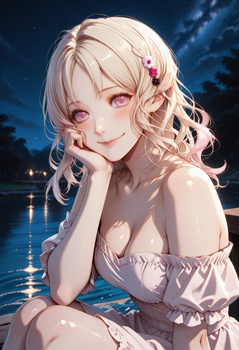 Ayaka,((golden hair)), fox ears,beautiful face,smiling, moderate breast, in the middle of garden, wearing white shirts, cleavage:0.3,illustration,detailed textures,ultra-detailed(realistic),portrait style,vivid colors,soft lighting. full body, after rain, no bra