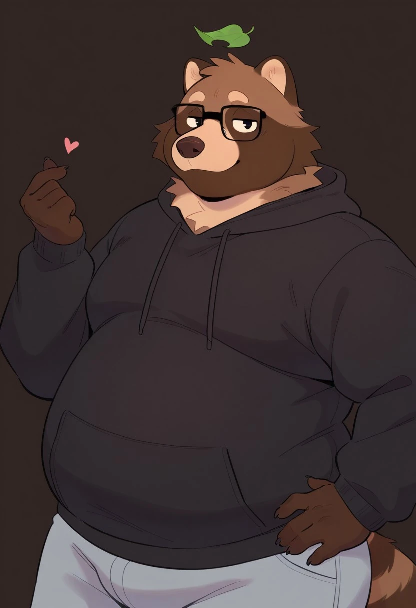 bear, hot, male, college, bully, solo, Chubby Musclegut, big chest, Red hoodie, dark Black fur, Violet purple muzzle, blush, cocky, intimidating, wide angle Spiky emo bracelet Agitated