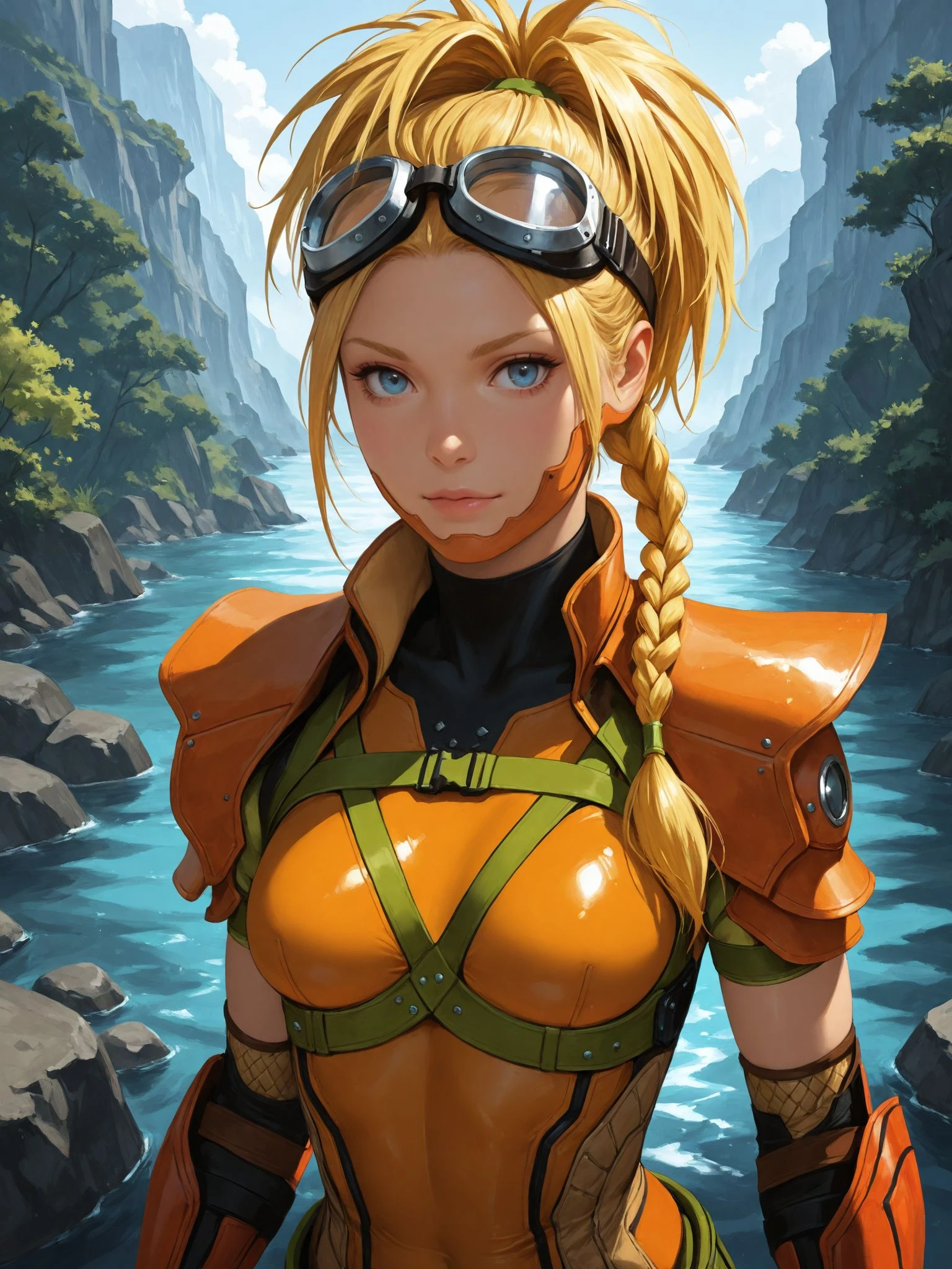 close-up portrait, angry jungle barbarian medicine womantoned, armor, leather pauldrons, , (celtic tattoos, face tattoos:1), glowing orange hair, Heart Braid,twin drillsleather cape, sitting on shoulder, caucasian, on Mars, on a Baroque, crowded train, bombshell hair, blonde hair, twintails,Shag Cut, on one knee BREAK creepy Corporate metropolis in a Mangrove Swamp, epic scenery BREAK detailed hands, hand model