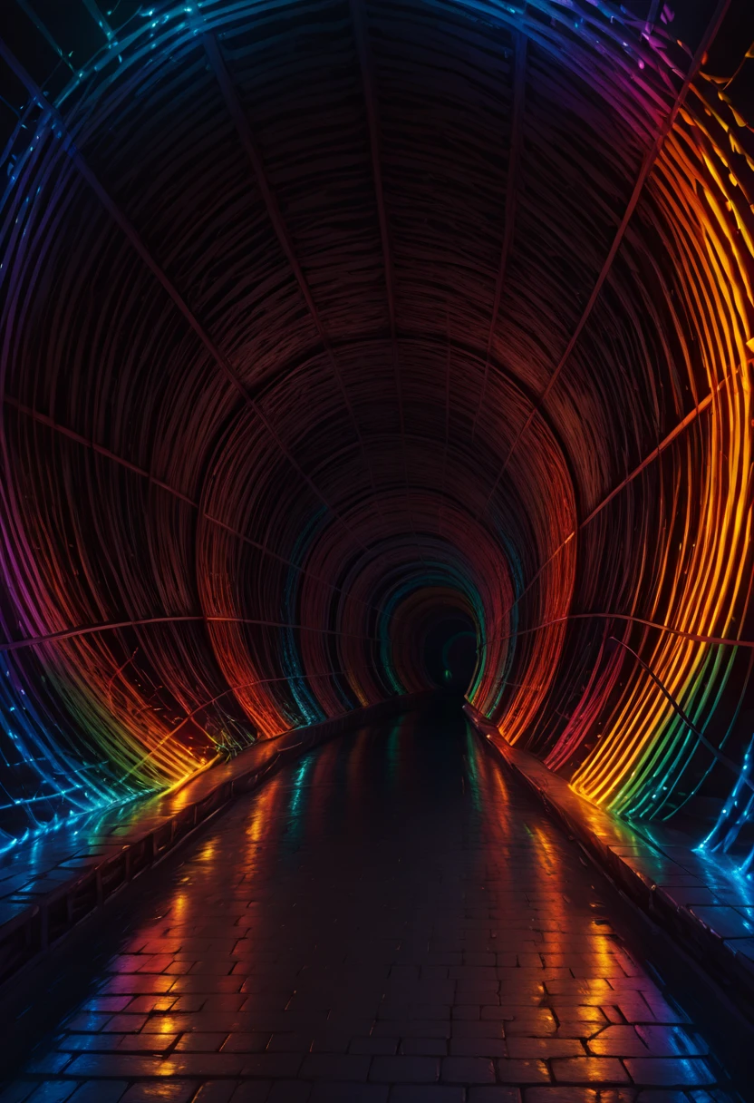 masterpiece, best quality,   l1ghtTunn3l, solo, water, no humans, glowing, plant, arch   <lora:LightTunnel_IXL:1.0>,
