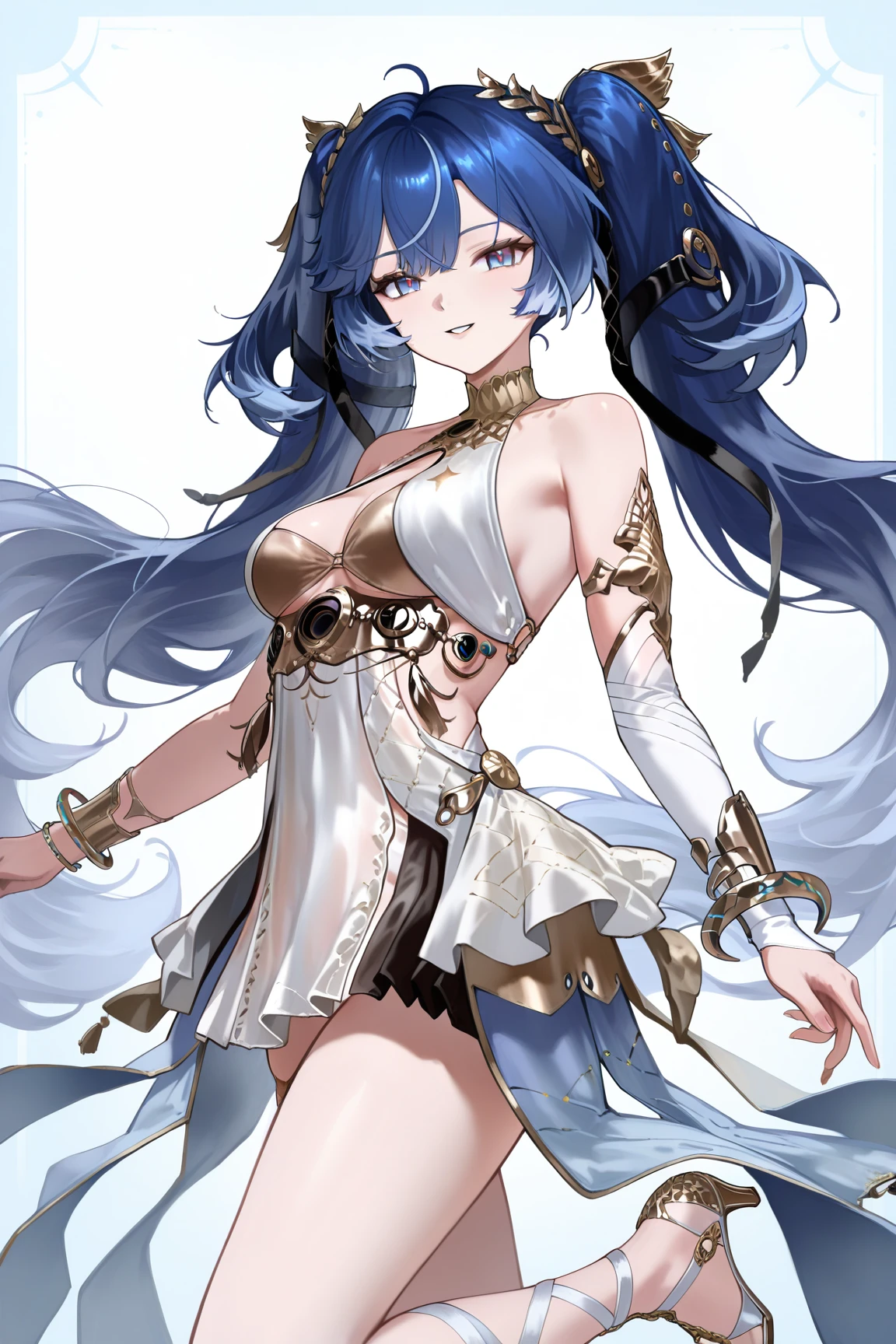 best quality, masterpiece, highres, solo, (mostima_arknights:1.10), bare shoulders, bead bracelet, beads, china dress, chinese clothes, dress, jewelry, looking at viewer, sleeveless, sleeveless dress, bracelet, smile, medium breasts, thighs, cowboy shot, :d, open mouth, 24 <lora:mostima_arknights:0.80>
