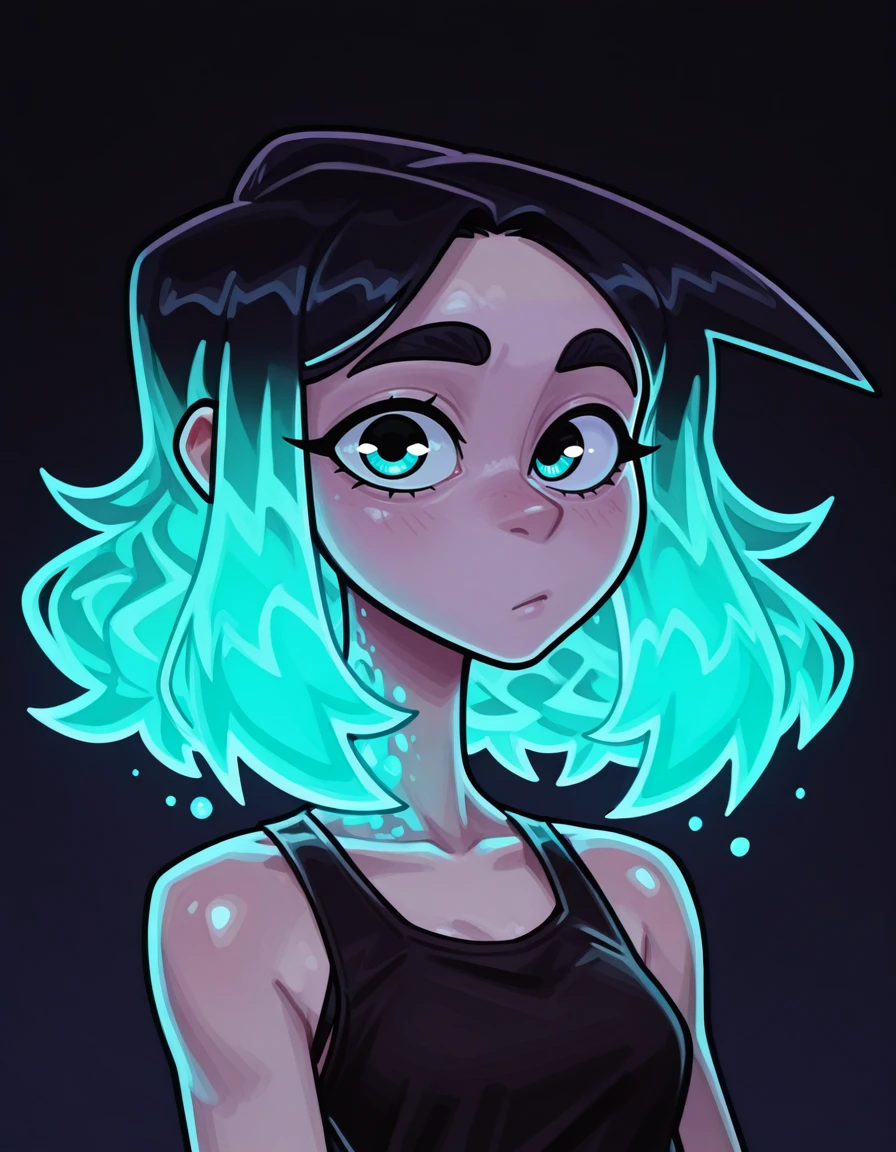 1girl, Ra3lyn.
<lora:OC_Rae_Character_LoRA:1>
<lora:JustAdrian_Style_LoRA:1.2> ju5t4dr14n,
solo, tank top, bra strap, gradient hair, face, close up, dark clothes, looking at viewer, heavily stylized, drama layer, amazing quality, close up, neon palette, dynamic, potrait shot, glowing, acid trip,