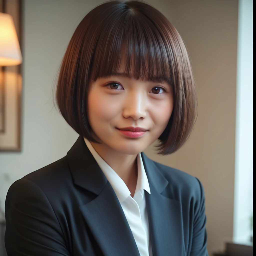 score_9, score_8_up, score_7_up, best quality, masterpiece,ma_ma_ma,japanese girl,japanese woman,1girl, rating_explicit, photorealistic, realistic lighting, extreme detailed, highest detailed, official art, beautiful and aesthetic, seductive face, detailed face, beautiful face, perfect body, high contrast, over exposure,short hair, brown hair,jacket, suit,bangs, pencil skirt, miniskirt, bob cut,(cute:1.1),detailed face and eyes,detailed skin,
