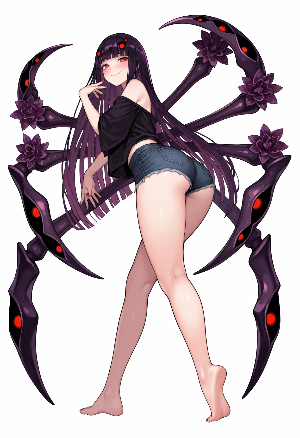 Abyss,Teenage girl,livestock,An octopus,tentaculata,underwear is transparent,back shadow,The large,,succubi,Purple skin,sitted,Tongue stock