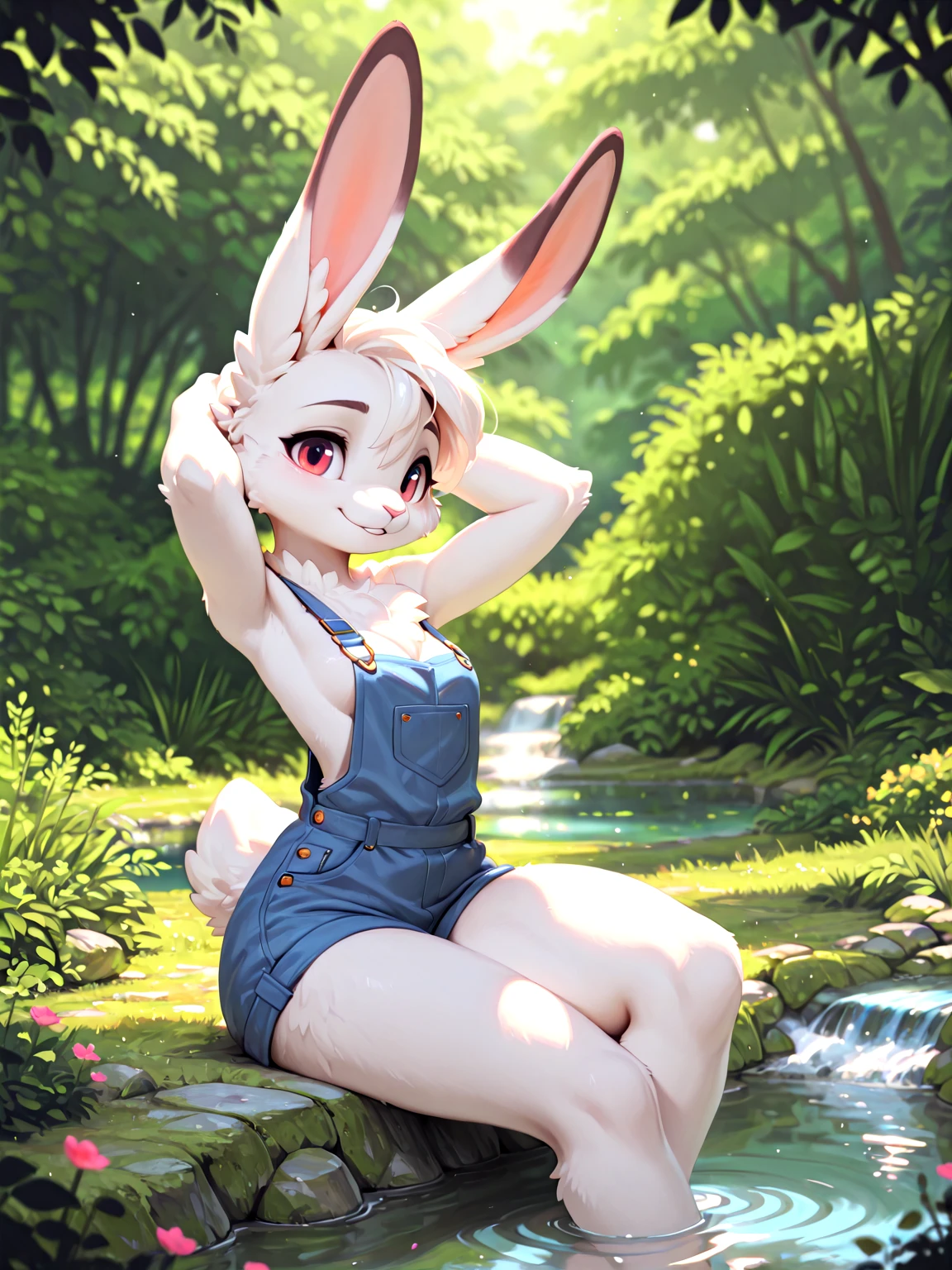 (Best quality, high resolution, masterpiece: 1.3), a tall perfect woman with a slender figure, (short sky blue hair, bunny girl in white clothes), dressed sexy and exposed, in the grass, details of face and skin texture beautifully presented, detailed eyes, double eyelids, sexy pose, realistic, leaky half breast ball, full body shot --auto --s2