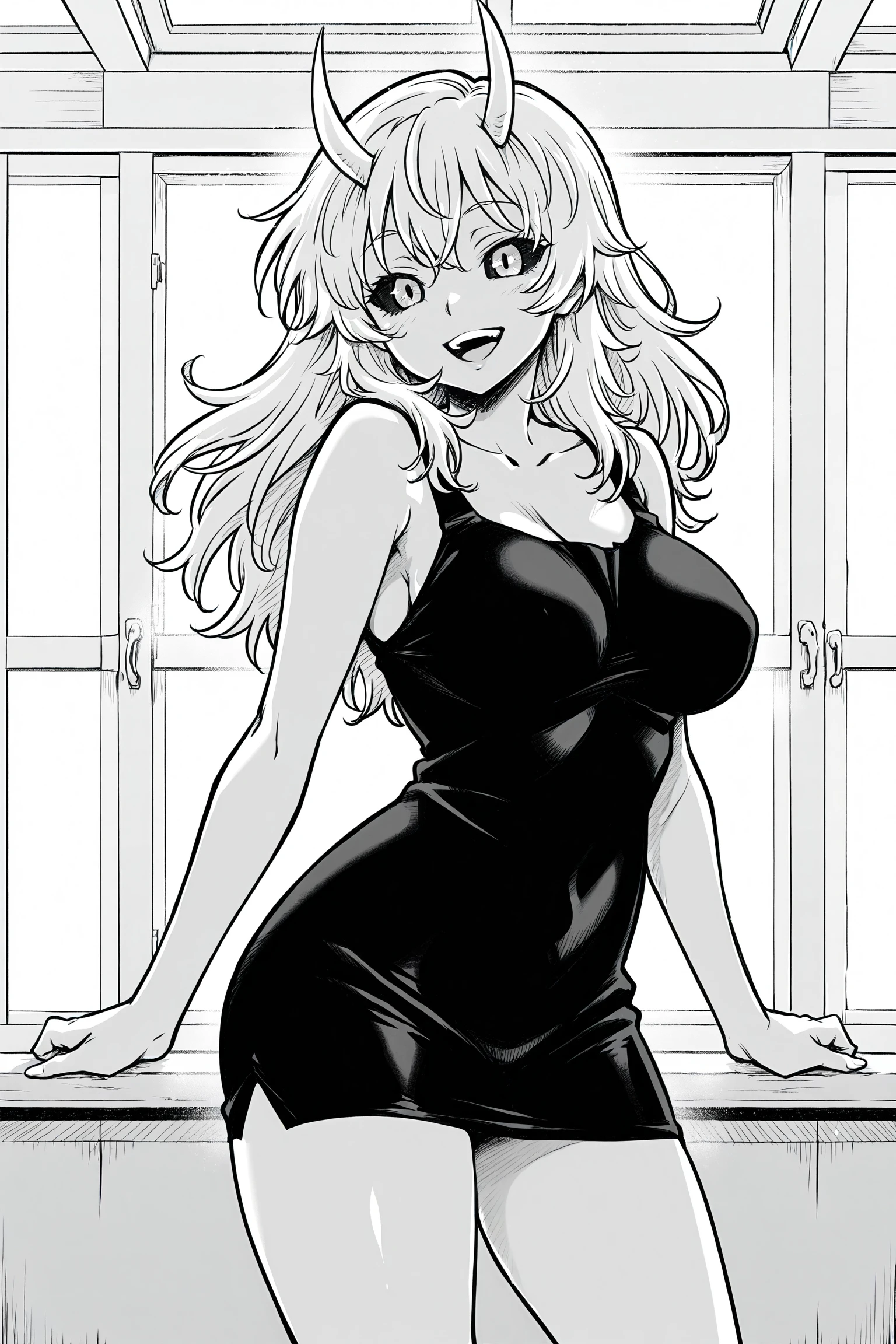 anime screencap, anime coloring, detailed face, masterpiece, best quality, very aesthetic, absurdres, volumetric lighting, official style, amazing quality, ultra detailed, highres, amazing quality, scenery, beautiful detailed hair, beautiful detailed eyes,
nsfw, uncensored,
<lora:StS-Illustrious-Detail-Slider-v1.0:4>
monochrome, 1girl, solo, breasts, greyscale, dress, smile, large breasts, open mouth, thighs, horns, long hair, hair down, black sclera, colored sclera, cowboy shot,
<lora:Mina_Ashido_My_Hero_Academia_chapter_431:1>
