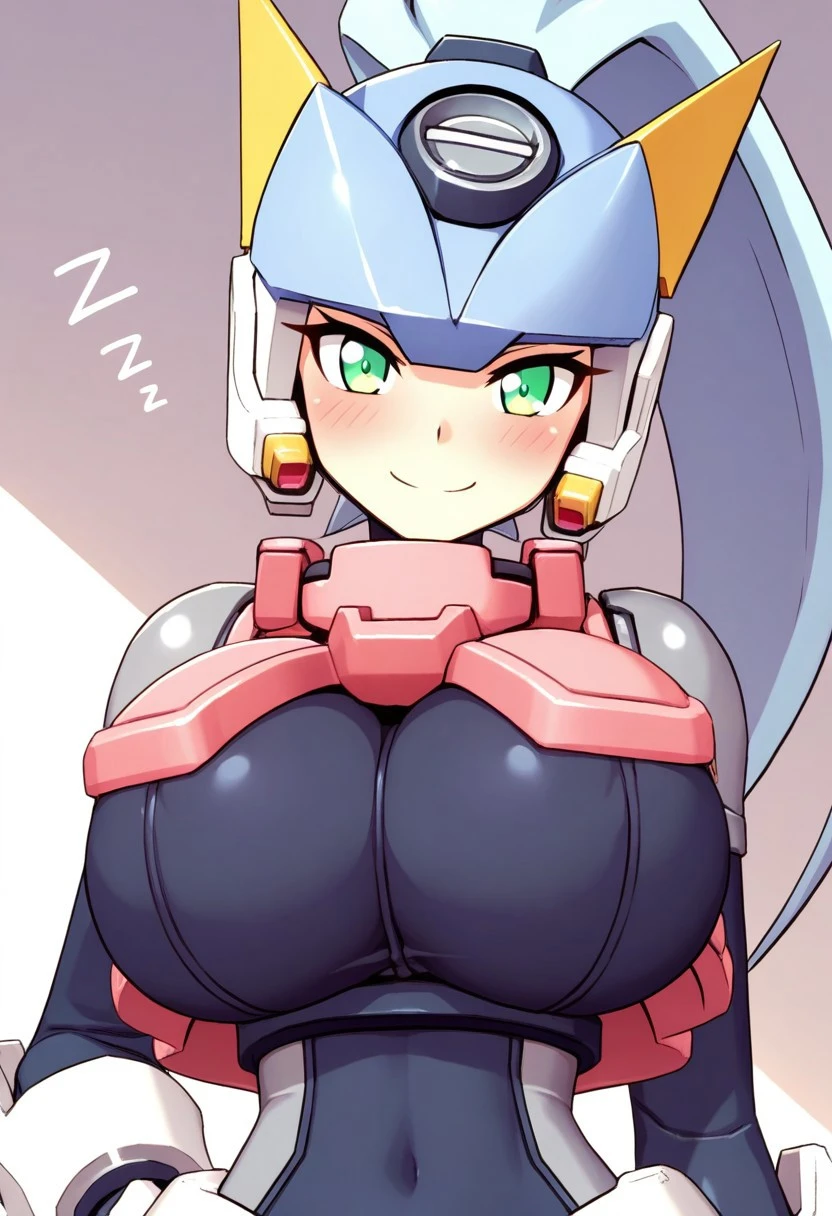 masterpiece,best quality,1girl,sexrobot,huge breasts,wide hips,thick thighs,blue armor,blush,wariza,hands on own chest,science fiction,<lora:robot:1>,