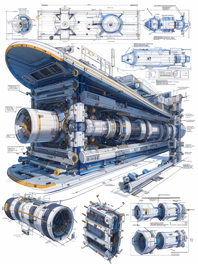 (sketches:0.6), Realistic 3D blueprint, (astronaut Schematics:1.1), Futuristic 3D infographic, of futuristic sci-fi huge spacecraft, oval glass front, blue neon trim lights, (knolling:1.1), warp engines, (formulas and annotations, schematic by parts,:1.3),autocad, revit, 3D sections and plans (white background:1.2), golden ratio, fake detail, trending artstaion, xk3mt1ks, futscribe, ftsc, technical sketch, Blueprint, Blue print, Schematic Drawing, technical drawing, schematic, drawing, assembly, (disassembly diagram, CAD diagram) (3d (isometric)),