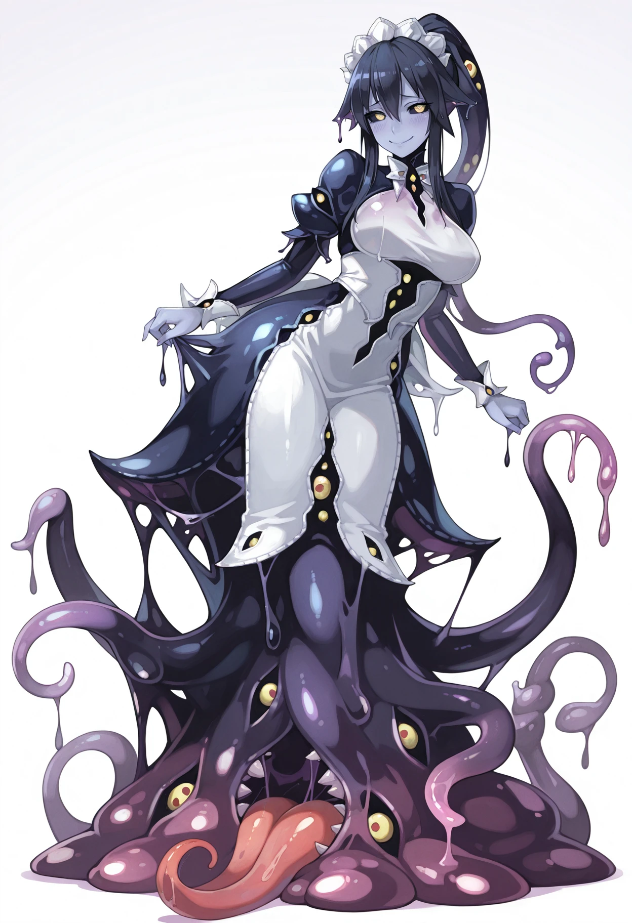 Shiitono,high resolution,high quality,High resolution,(Anime Style),Beautiful images,Clear images,(Cute Girls),(1 girl),(Petite figure,low length,Lori),whole body(from head to toe), Blue Hair, blue eyes, Long Hair, Hair between the eyes, bangs,Transformation Heroine(White wetsuit-type reinforced skin),(Ultra Girl),(A heart-shaped brooch that shines on your chest),Heart-shaped brooch,(Tentacles invade the heart-shaped brooch on her chest),(The energy core inside the body is violated by tentacles)Attacked by tentacles,Being held captive by tentacles,(Particles of light are leaking out from the heart-shaped brooch.,A liquid of light flows out from the heart-shaped brooch.),(Tentacles are sucking on the crotch),(Love juice is flowing from between her legs),(Heart-shaped brooch flashing red),Have a naughty face,It feels good and I'm in agony,Vulgar in a naughty sense,Ecstasy,Profanity,
steam(mist),Wet,Sweat,Climax,Eyes closed,Watery eye,Mouth open,
