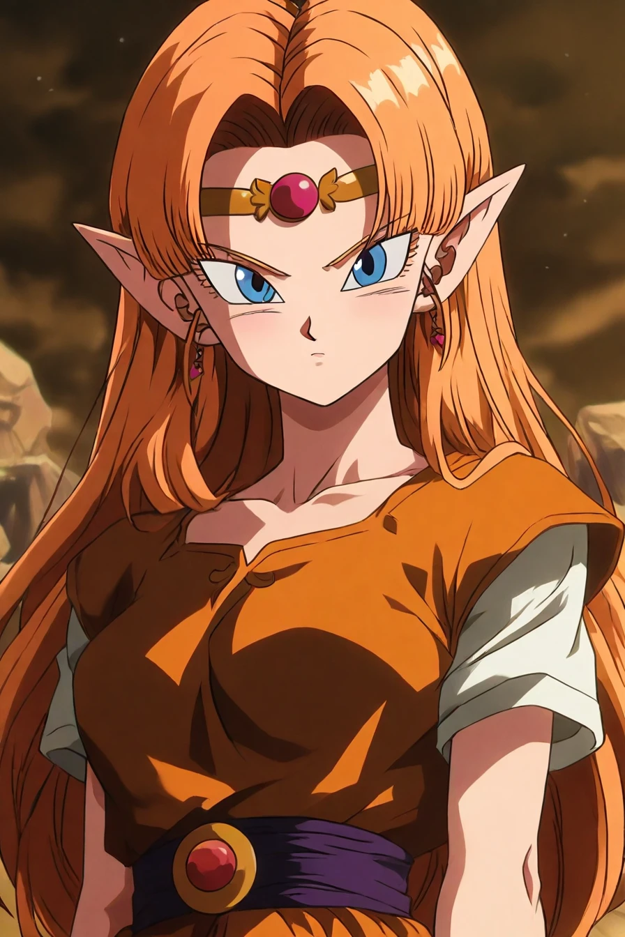 1girl, solo, alone, elf, pointy ears,<lora:dragon_ball_z_style_illustriousXL-000021:1>,dragon_ball_z_style, masterpiece, highres