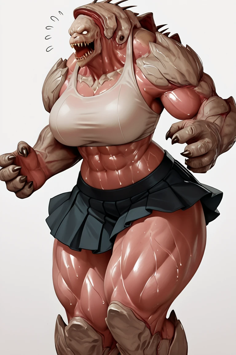 A drawing of a woman with horns and a demon's head, muscular and scary, muscular!!, anime monster girl, opal proportions, muscular girl, muscular!, powerful and huge, sww version, mika kurai demon, detailed manga style, a very beautiful berserker woman, muscular!! Sci-fi, ecchi anime style, ikki tousen, muscular! fancy, sleeve-style, Multiple Pages, multiple images of the same character,
