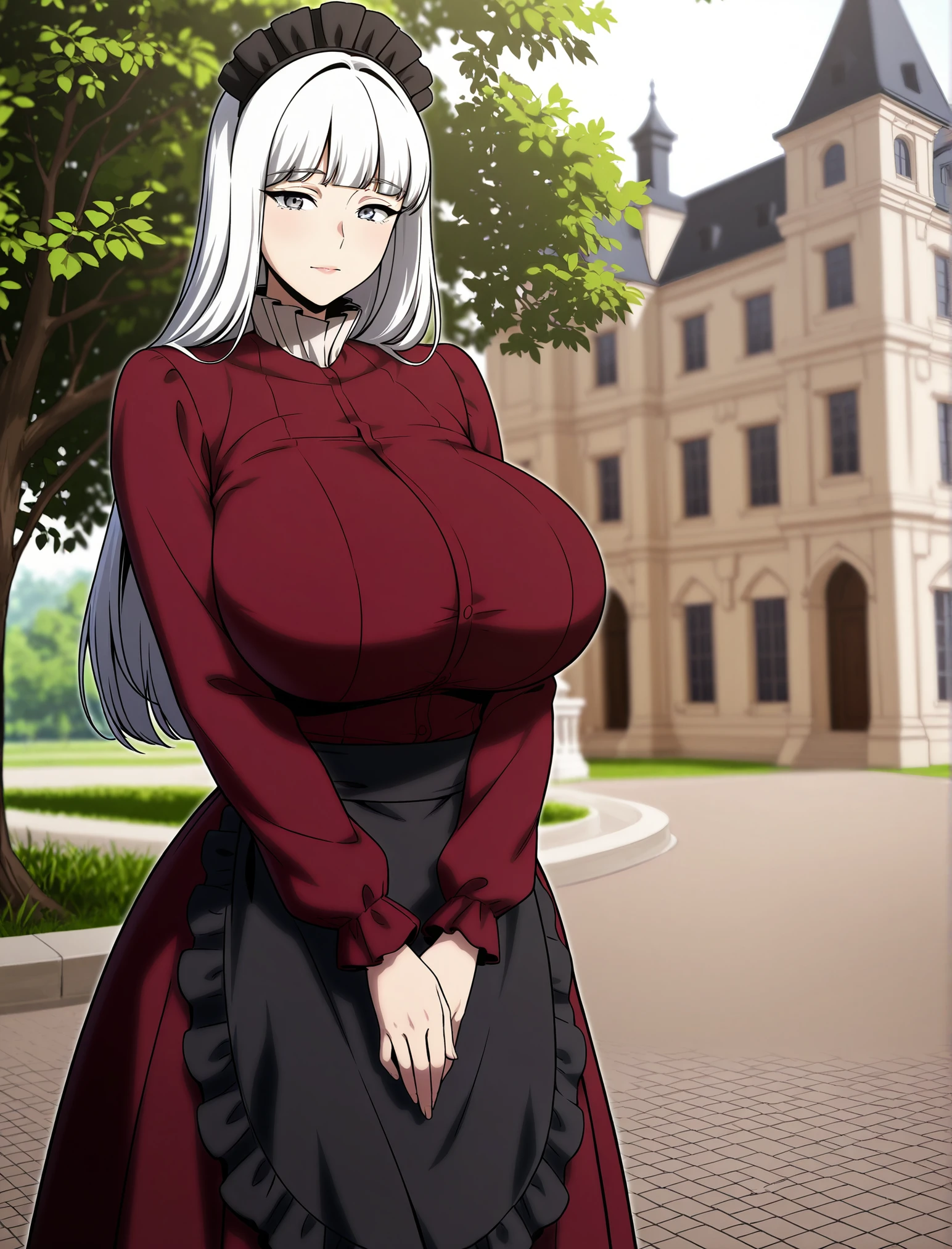 Goth, huge chest, tall woman, long dress, long dress, body of venus, mature female,1character ,1girl, walking, village, europe, france, 1girl, medieval, singlecharacter, one characterù