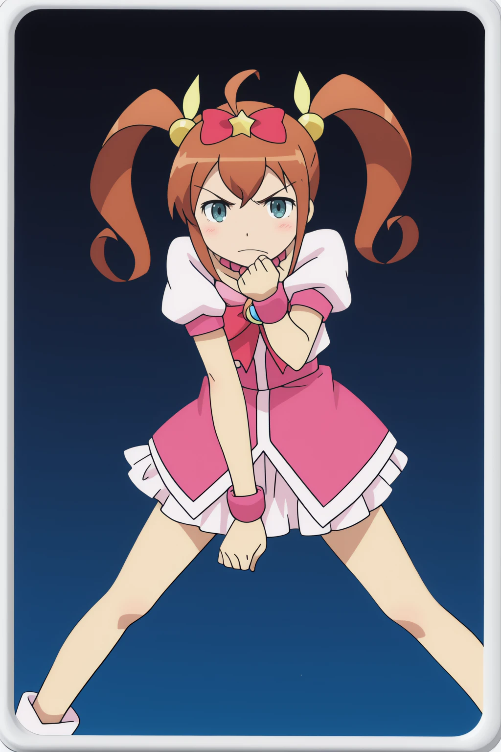 Woman with weapon coming out of body、kawaii、A magic circle appeared overhead and at your feet.、