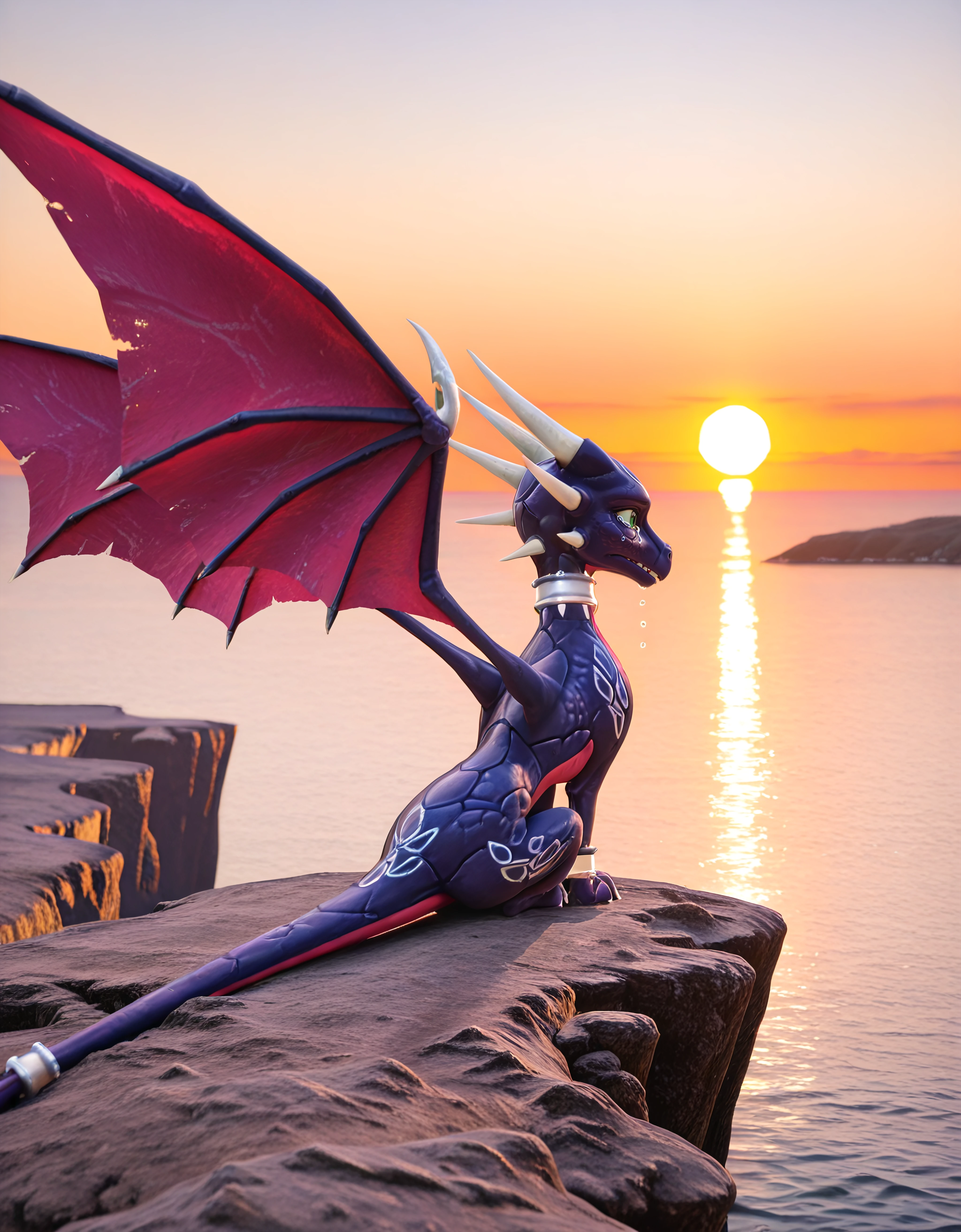 windy cliff, ocean view, sunset , cynder, dragon, female, 2 wings, green eyes, solo, hyper realistic, ultra detailed, 8k, masterpiece, majestic, full figure, curvy, feral, young, photorealistic,
By the side of the lake, sitting, seen from behind, sideways, sad, looking at the water, crying,
<lora:Young_Cynder_Illustrious:0.8>
<lora:Smooth_Booster_v3:0.5>