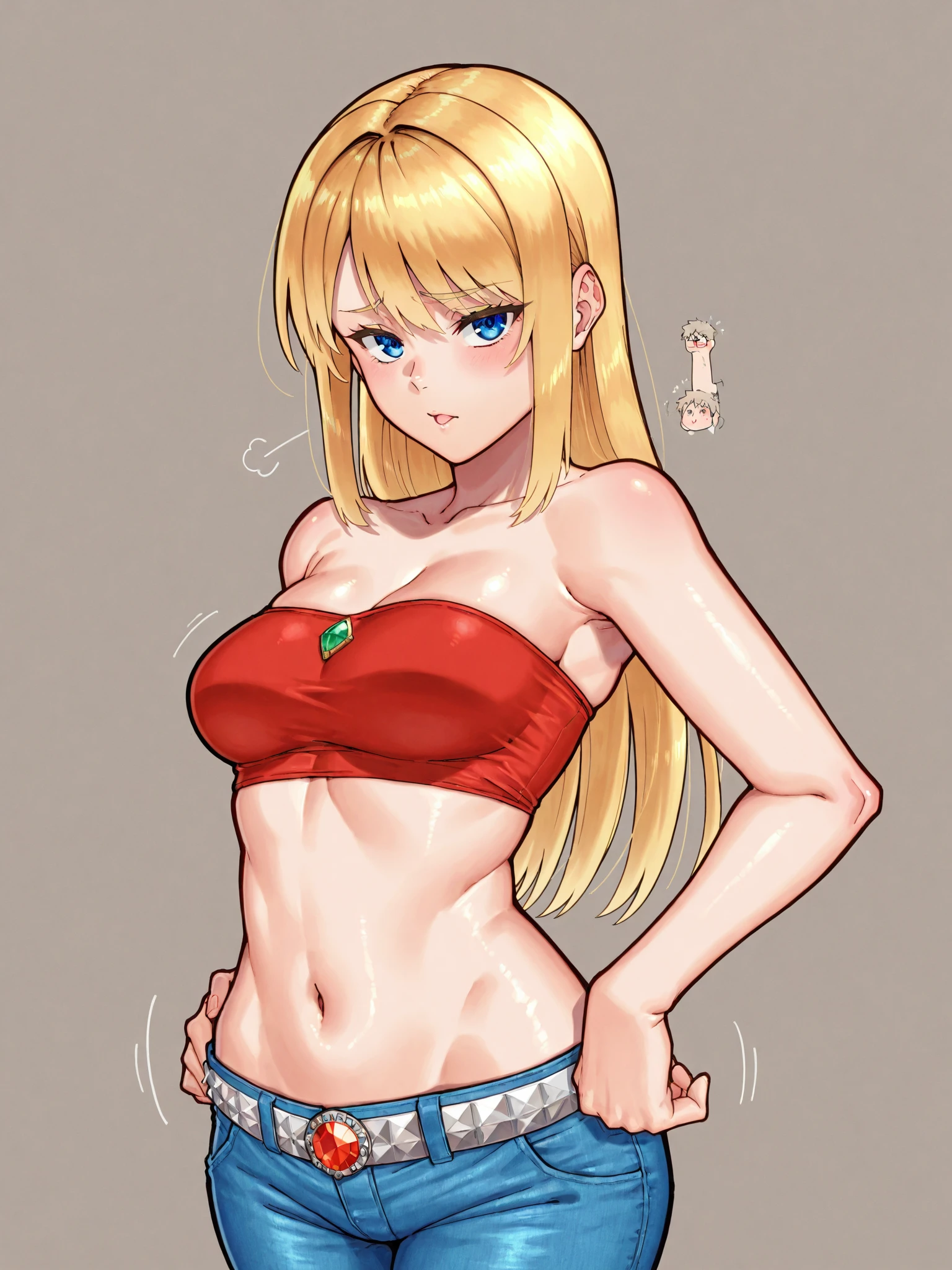 score_9, score_8_Excellent, score_7_Excellent, Hello、he, Brown eyes, blonde, Multicolored Hair, Long Hair,Black Bikini、、Cleavage、Pregnant women、Are standing,Big Breasts、One Girl、smile、The whole body is visible、From the side