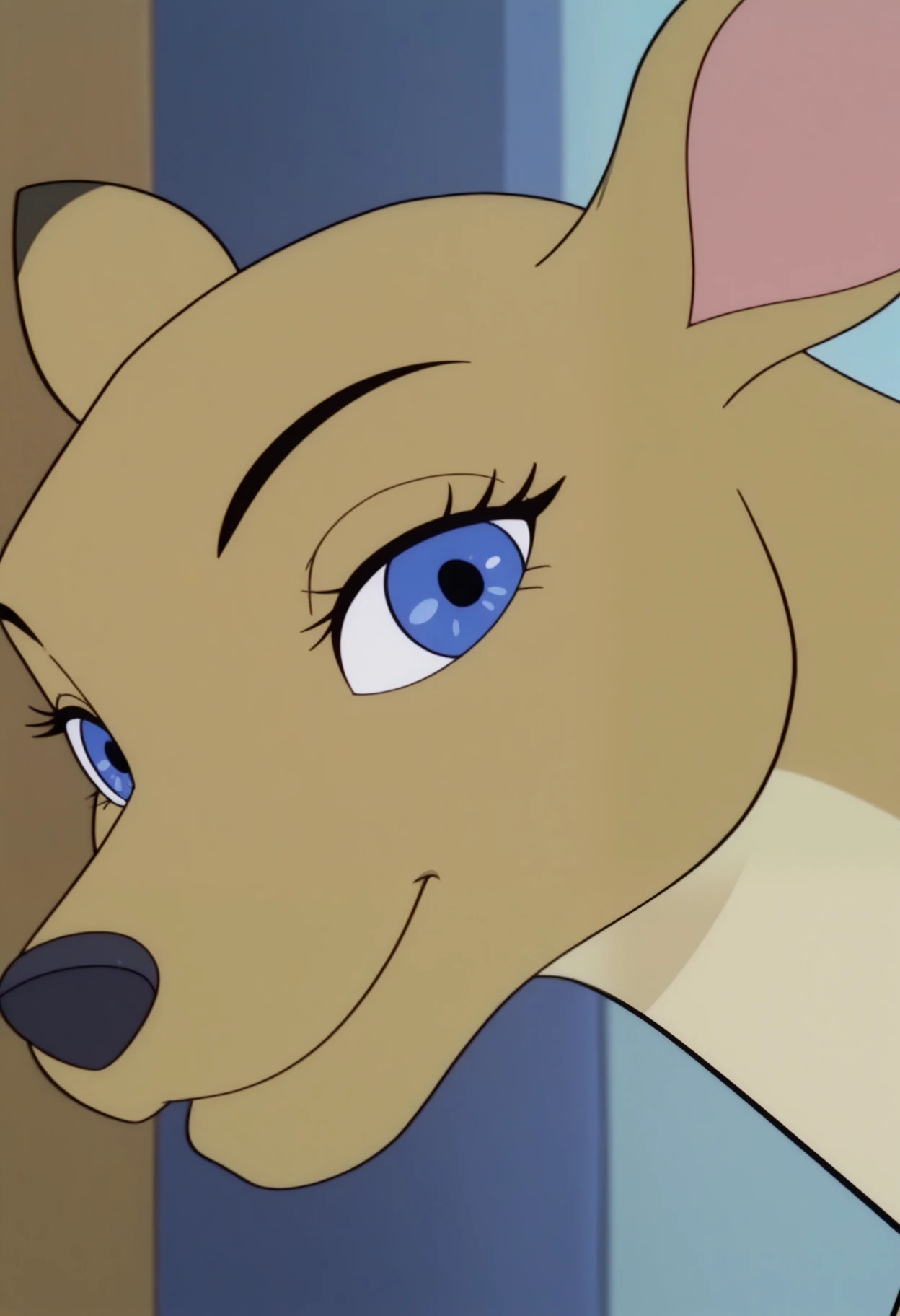 masterpiece,best quality,amazing quality, 1boy, solo, 1girl, solo, b4mb1n4, deer, close up, side angle, looking at viewer, smile,