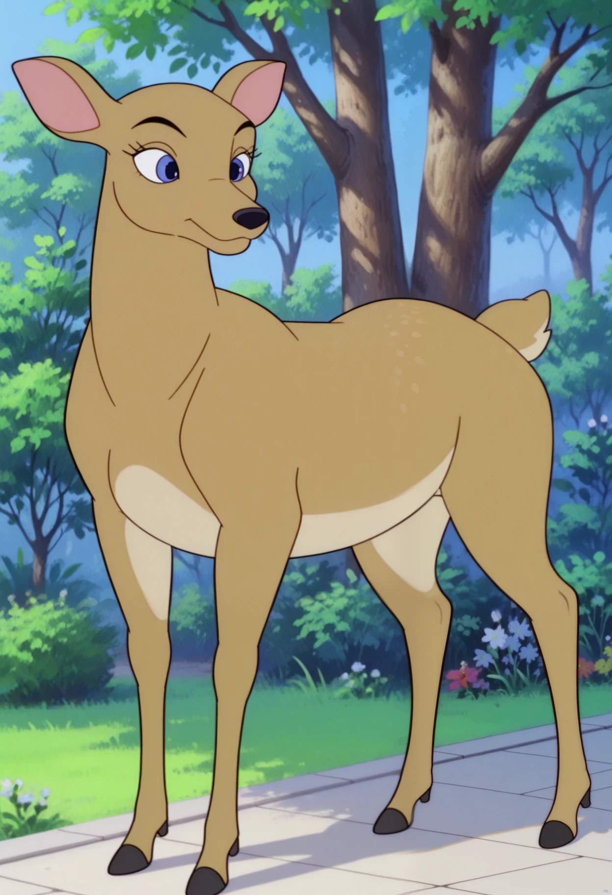 masterpiece,best quality,amazing quality, 1boy, solo, 1girl, solo, b4mb1n4, deer, full body,