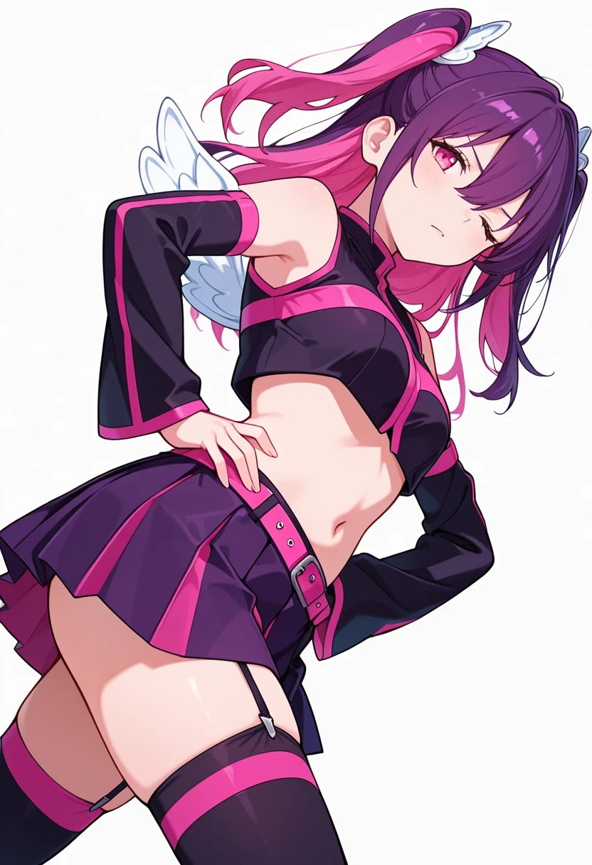 (HD, Sharp, Fractal), 1 Woman, Super Glossy Skin, Magical Girl, 25 years old, Leotard, Mini Skirt,Big, Pink and Black Costume