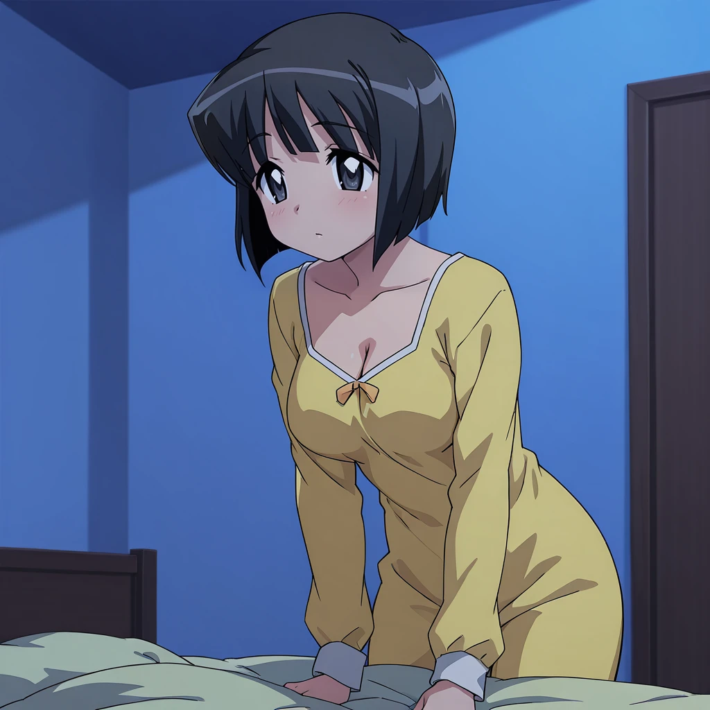 tennis girl's massive rear butt cheeks out of bottomless slutty mini dress out bare and brown boots, showing her butt, lying down, on bed, wearing oven mittens under big pillow, blindfold