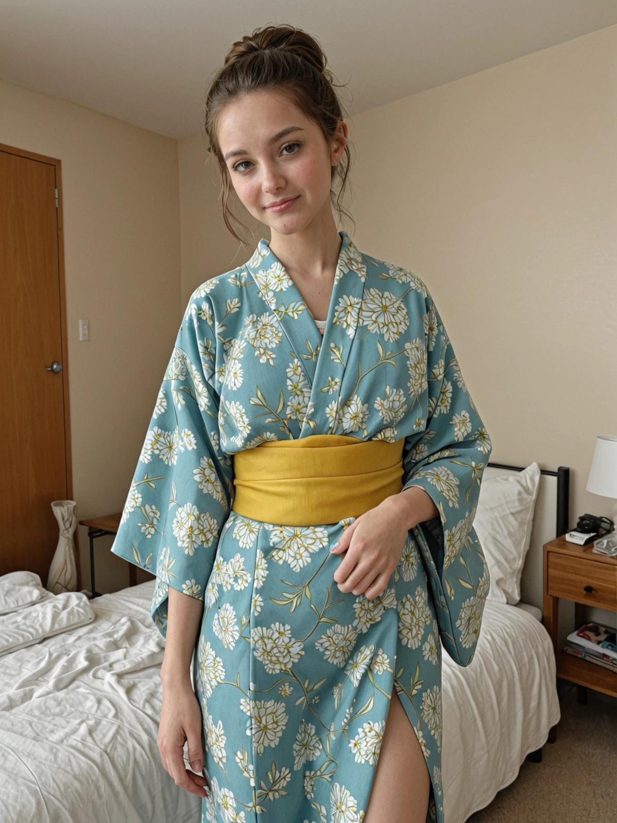 cowboy shot,kimono,bedroom,