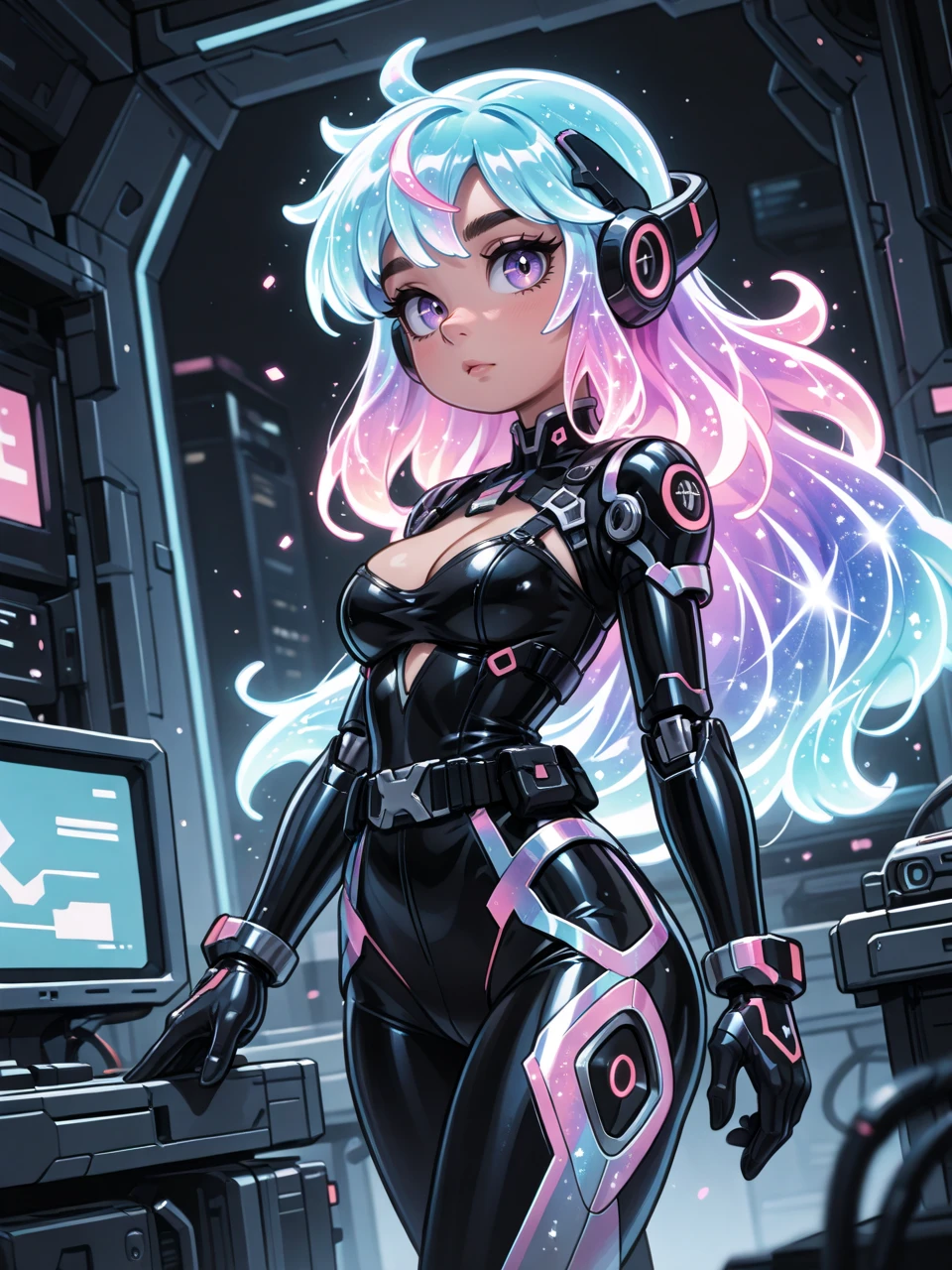 one girl, teen Ariana Grande, bangs, NSFW, robot, robot articulations, young girl