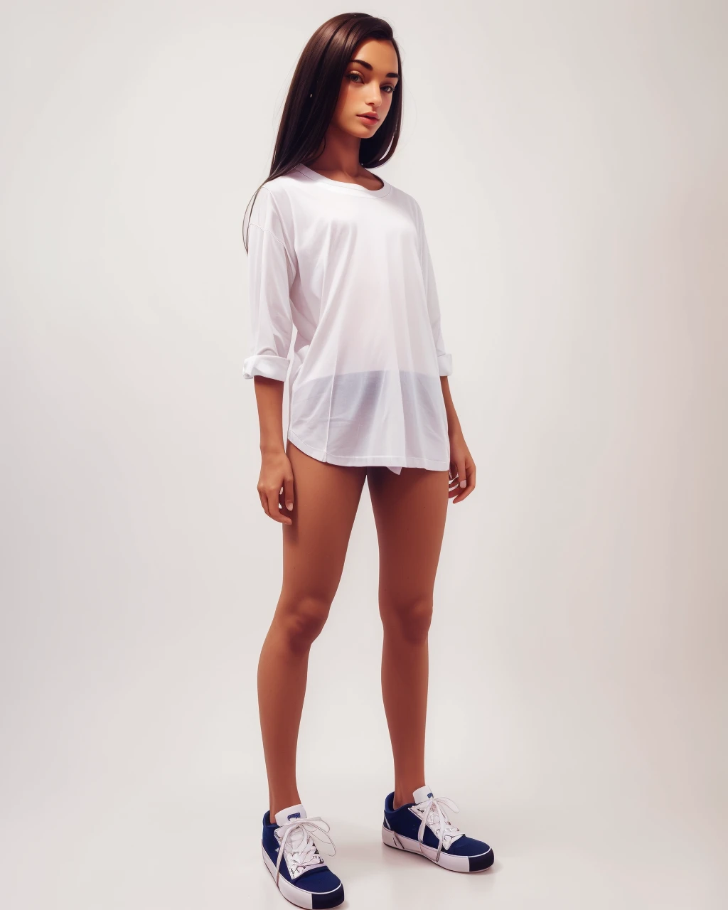<lora:RDSai:0.6> RDSai, 1girl, solo, perfect anatomy, realistic proportions, white casual, white shirt, white shoes, standing, facing viewer, looking at viewer, full body, (simple background, flat background), (masterpiece, best quality, high quality)