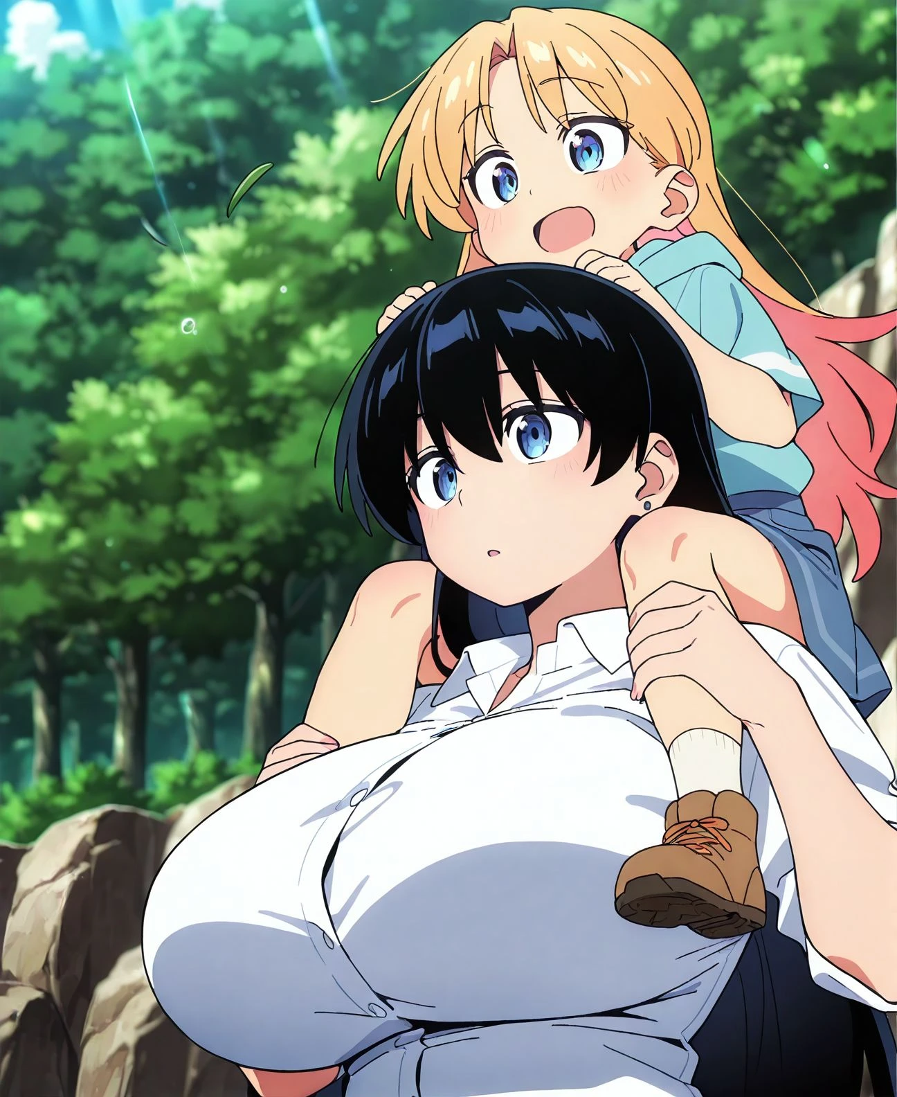 \(Senran Kagura\), qvj, salary, check_9, check_8_up, check_7_up, check_6_up, check_5_up, check_4_up, BREAK,official art,source_Anime, rating_obvious, in makoto style, megami magazine, Anime screencap, uncensored, 1young boys and 1 girl, One shot, Sex,1 girl,improve,18 years,(big breasts:1.2), Sliding on the areola,bikini,Leopard print, half-closed eyes,beach,summer, movement lines, blush, Orgasm, open mouth, embarrassed, the heart spoke, From Side