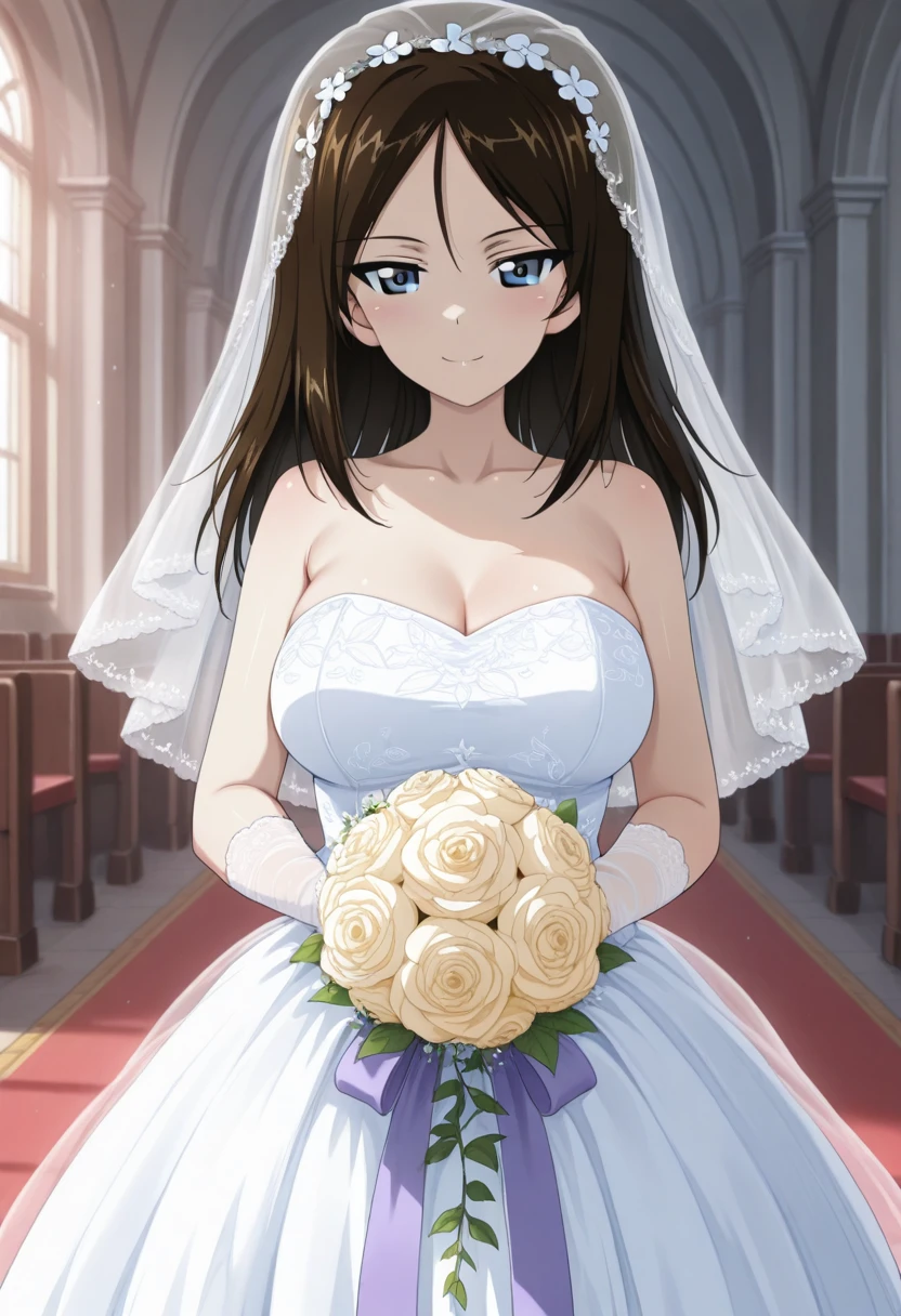 Wedding dress Wedding hall Black Hair tiara Beautiful breasts White bra Nipples