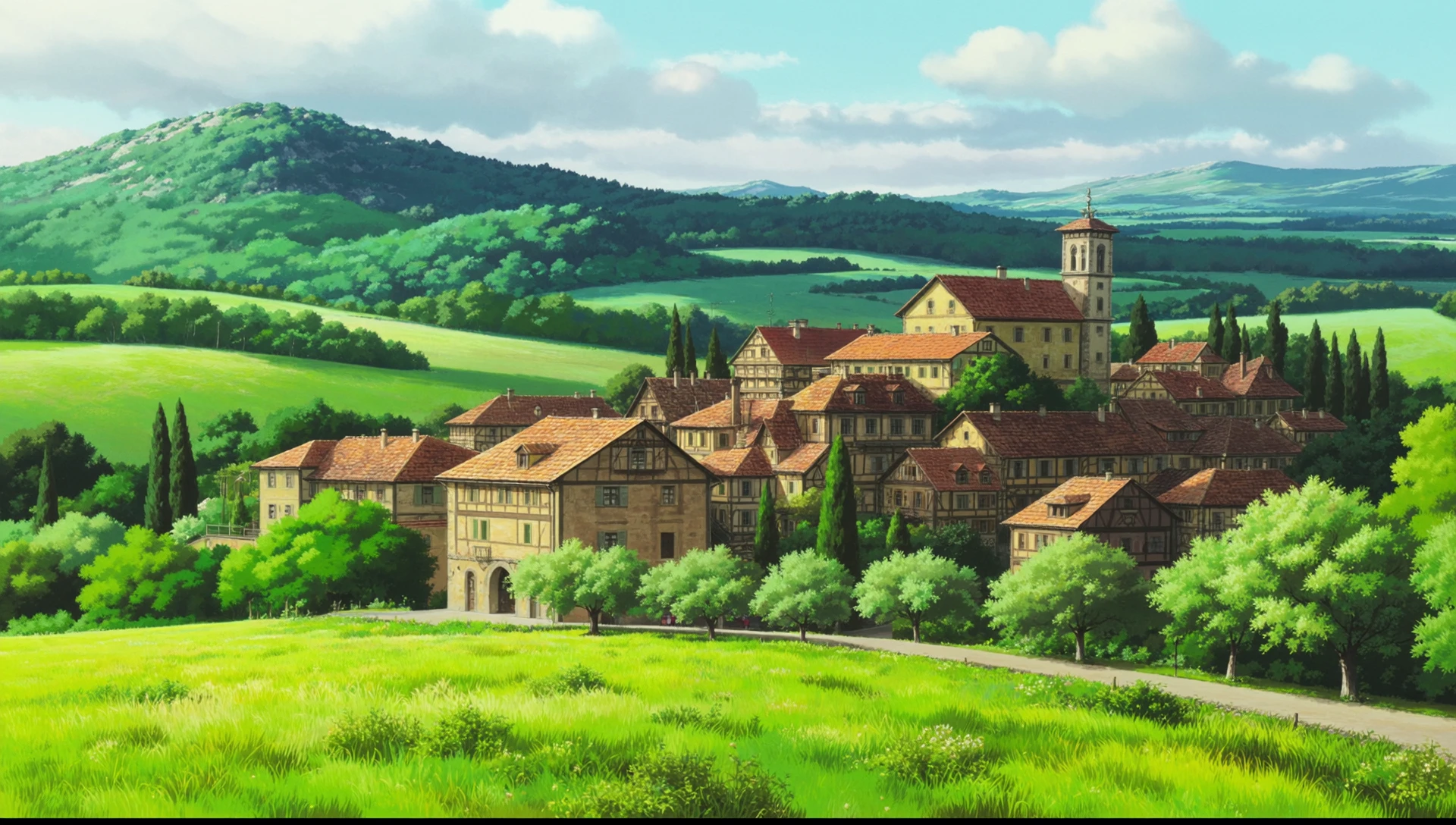 an anime screencap in ghibli style of
, , Here's a description of the character you requested:
The anime-style illustration depicts a young woman intensely training in a boxing gym. She's mid-swing, her right fist, encased in a red leather boxing glove, is a blur as it connects with the heavy bag. Her red hair, a vibrant shade, is pulled back into a high ponytail, strands escaping to frame her determined face. Sweat glistens on her forehead and arms, testament to her exertion. She wears simple, athletic attire – a dark tank top that clings to her muscular build and black shorts. The backdrop is a typical gym environment, with the worn canvas of the heavy bag, glimpses of other gym equipment, and perhaps the harsh lighting of the space, all emphasizing her focus and the raw energy of her workout.,
masterpiece,