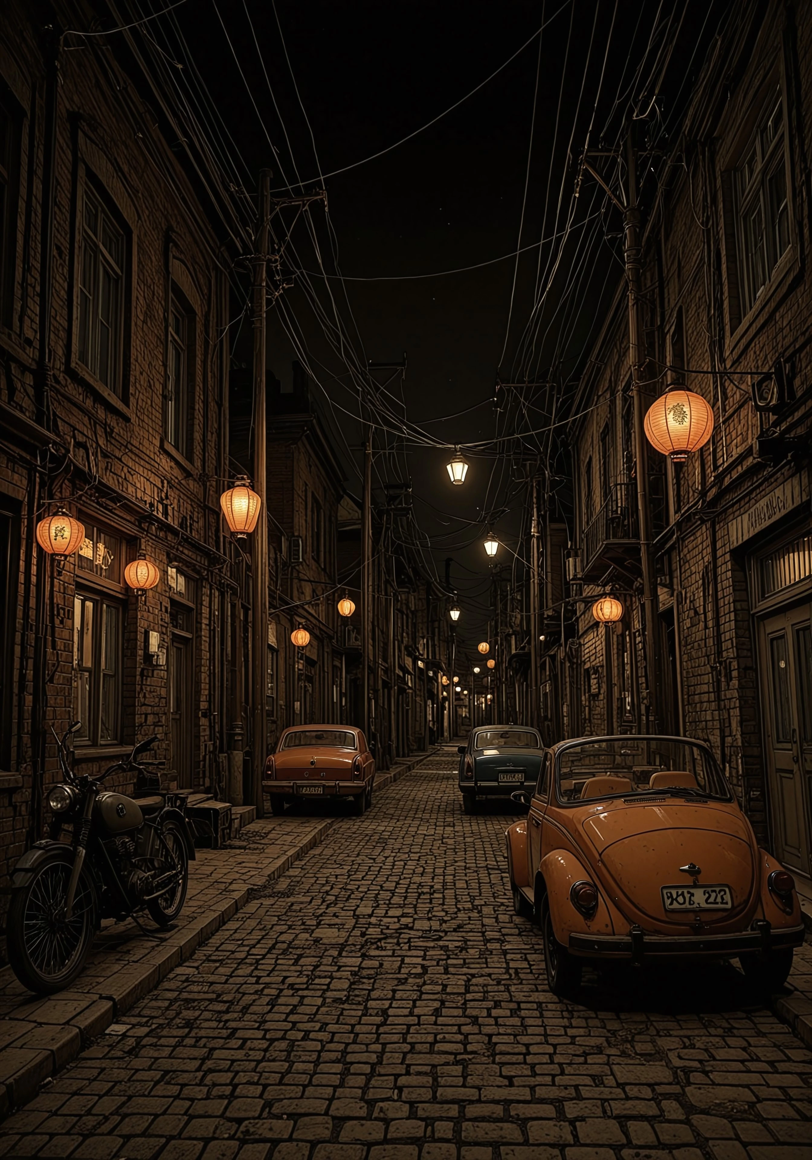 (((ultra detailed, masterpiece, high quality,  )))
, 
((( Nicialmb2, outdoors, scenery, building, night, dark, road, street, alley, city,))
,
((( Window, lamppost, lantern, ground vehicle, motor vehicle, car, power lines, )))
,
((( )))
,
((( )))
,
((( )))
,
((( )))
,
((( )))