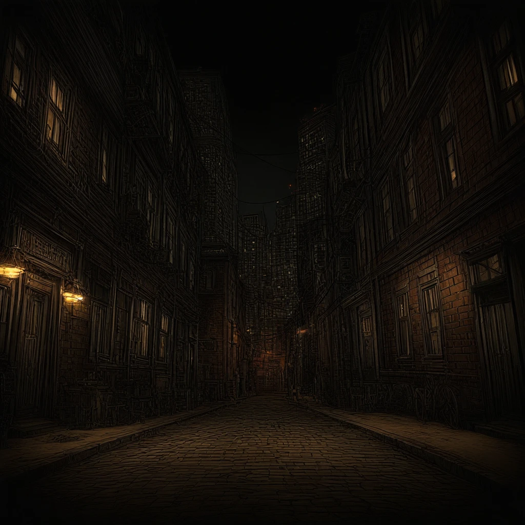 Nicialmb2, outdoors, scenery, building, night, dark, road, street, alley, city,