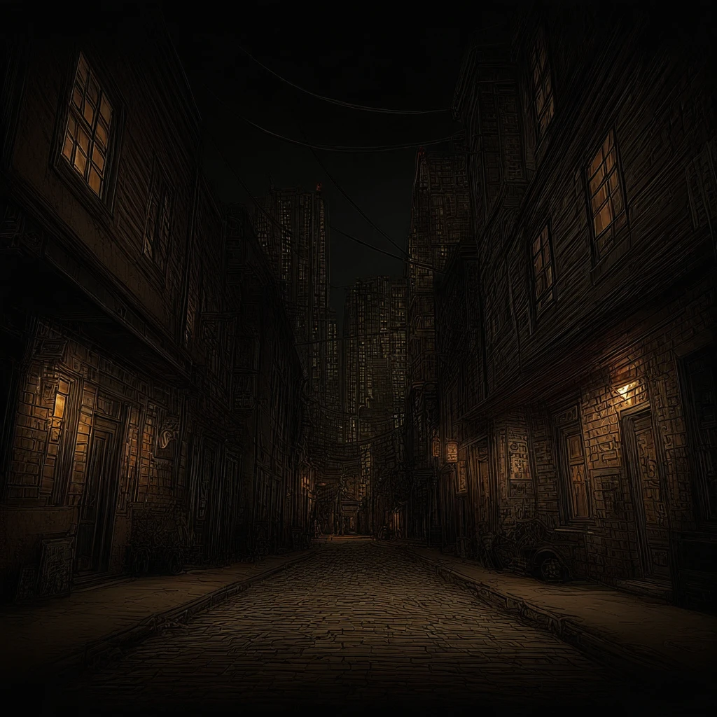 Nicialmb2, outdoors, scenery, building, night, dark, road, street, alley, city,