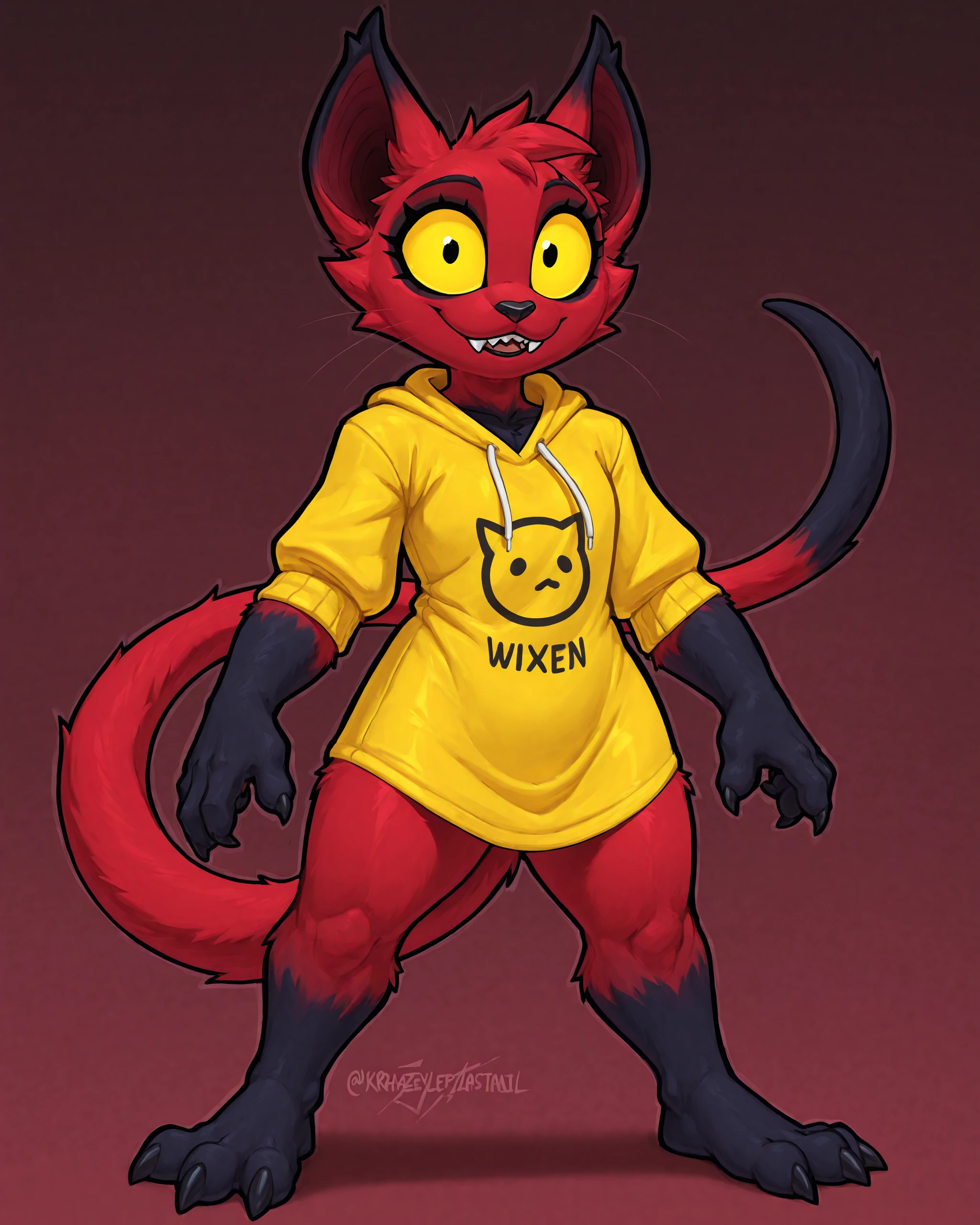 By bebebebebe, by lostgoose, by goonie-san, solo, standing, femenino, imp, cabra,fuerte, hair, smiling, happy, full body