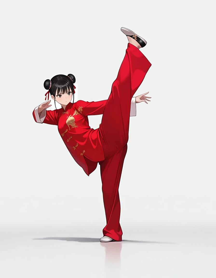 masterpiece,best quality,amazing quality,very aesthetic,high resolution,ultra detailed,perfect details,anime coloring,
simple background,white background,
1girl,solo,full body,chinese clothes,<lora:mai_pose_kf_1:1>,mai_pose_kf_1,fighting_stance,
standing_on_one_leg,red_jacket,fighting_stance,kicking,red_pants,what,